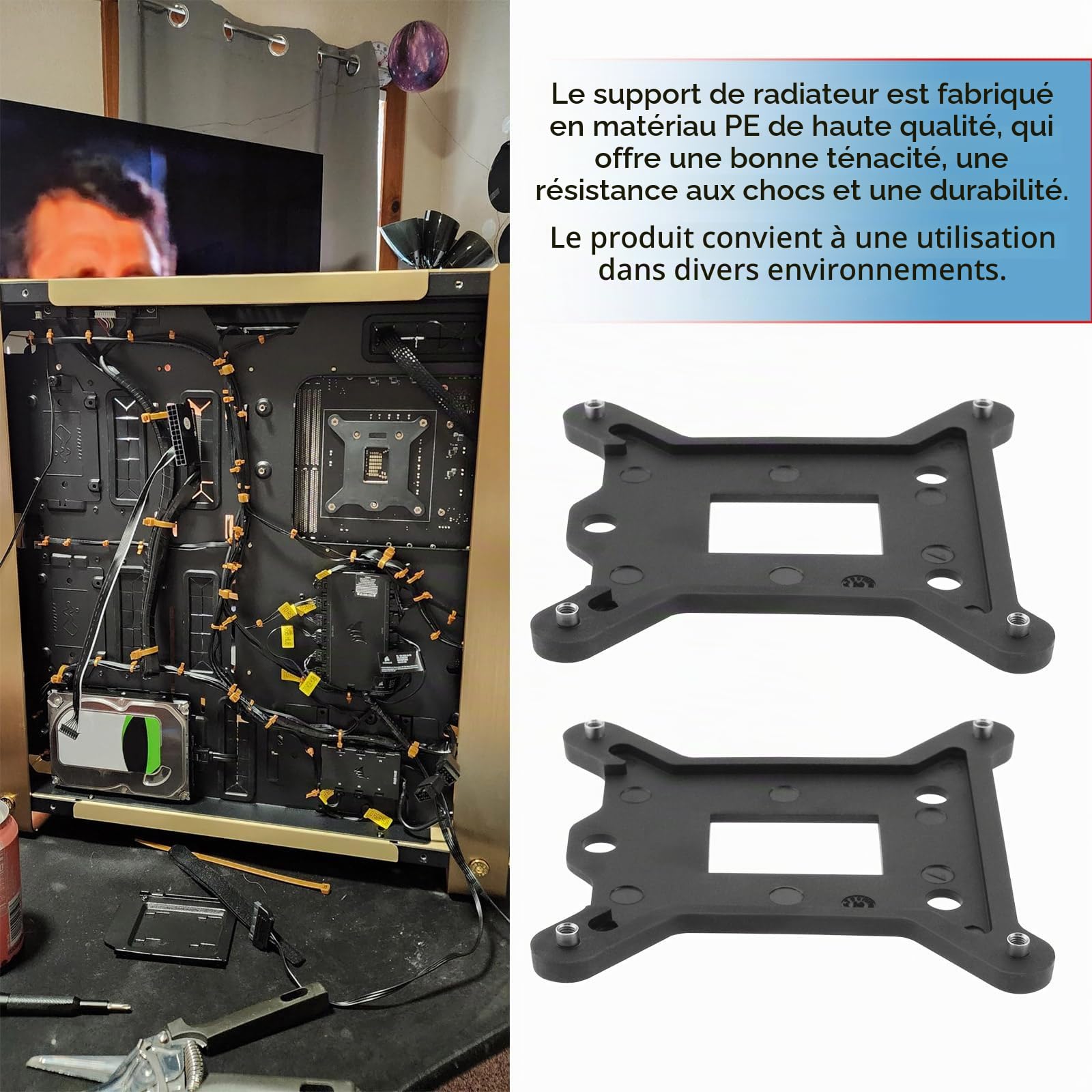 2 Pièces Support de Plaque Arrière de Dissipateur Thermique pour Processeur Compatible avec LGA 1150 1155 Ventilateur de Processeur de Refroidissement Plaque de Montage