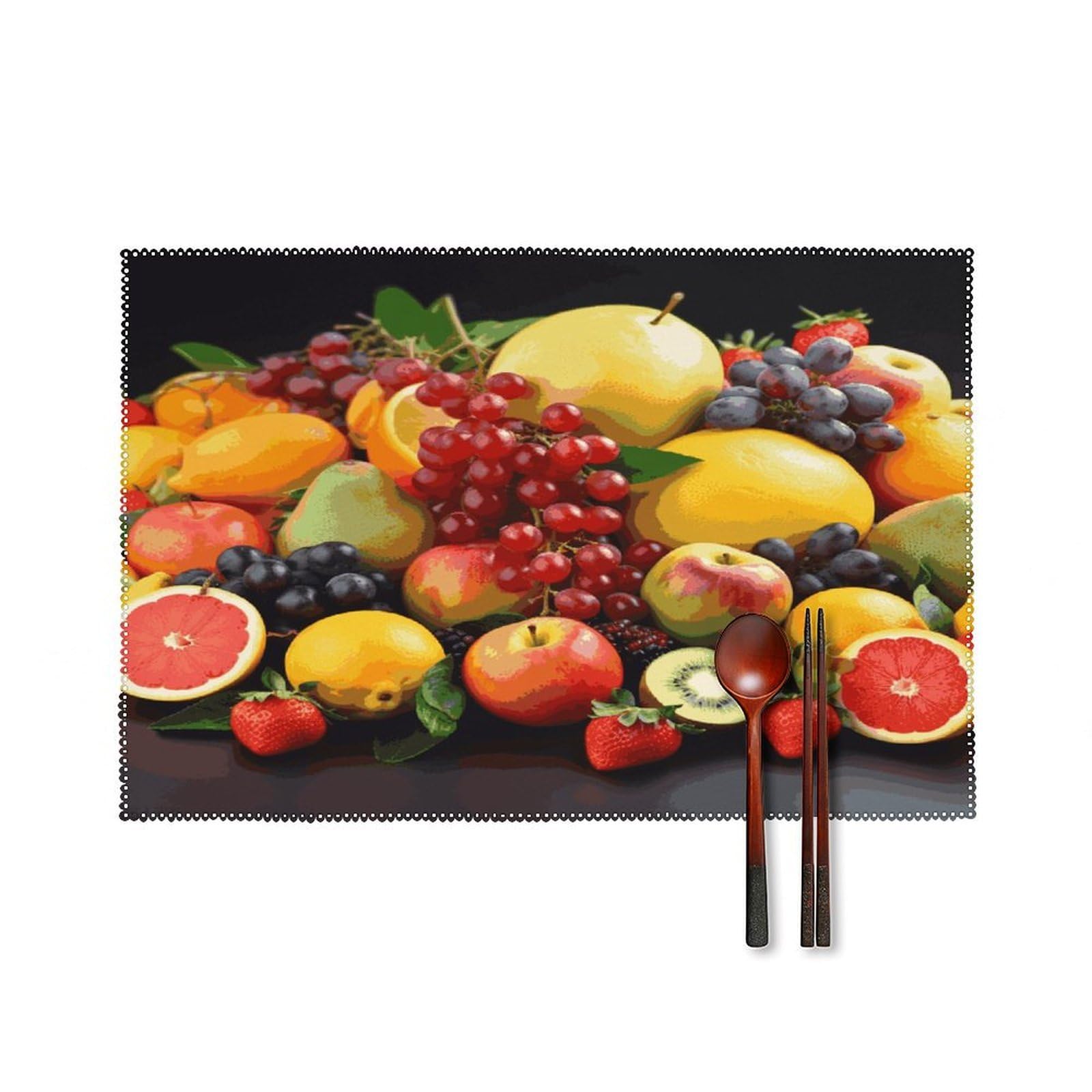 Fekiloot Style Fresh Fruits Placemats Set Of 6,Table Mat