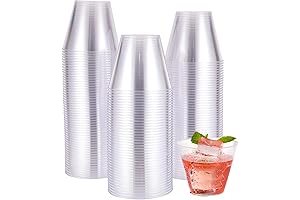 JOLLY CHEF 9oz Crystal Clear Plastic Cups - 100 Disposable Party Plastic Drinking Tumblers