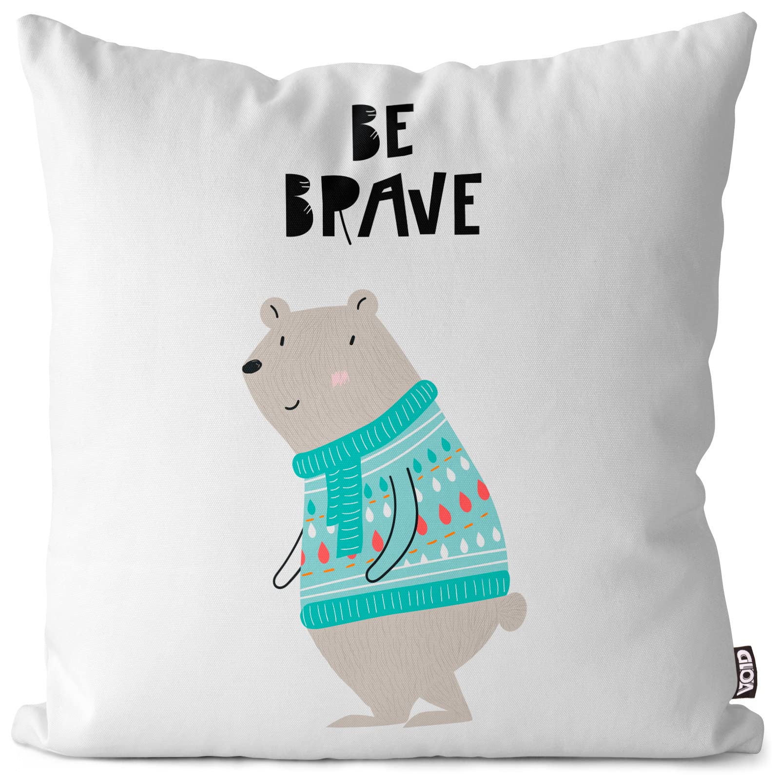 VOID Bär Mutig Kinder Kissenbezug Kissenhülle Sofakissen Kissen Deko Weihnachten Winter Weihnachtsdeko, Kissen Größe:60 x 60 cm