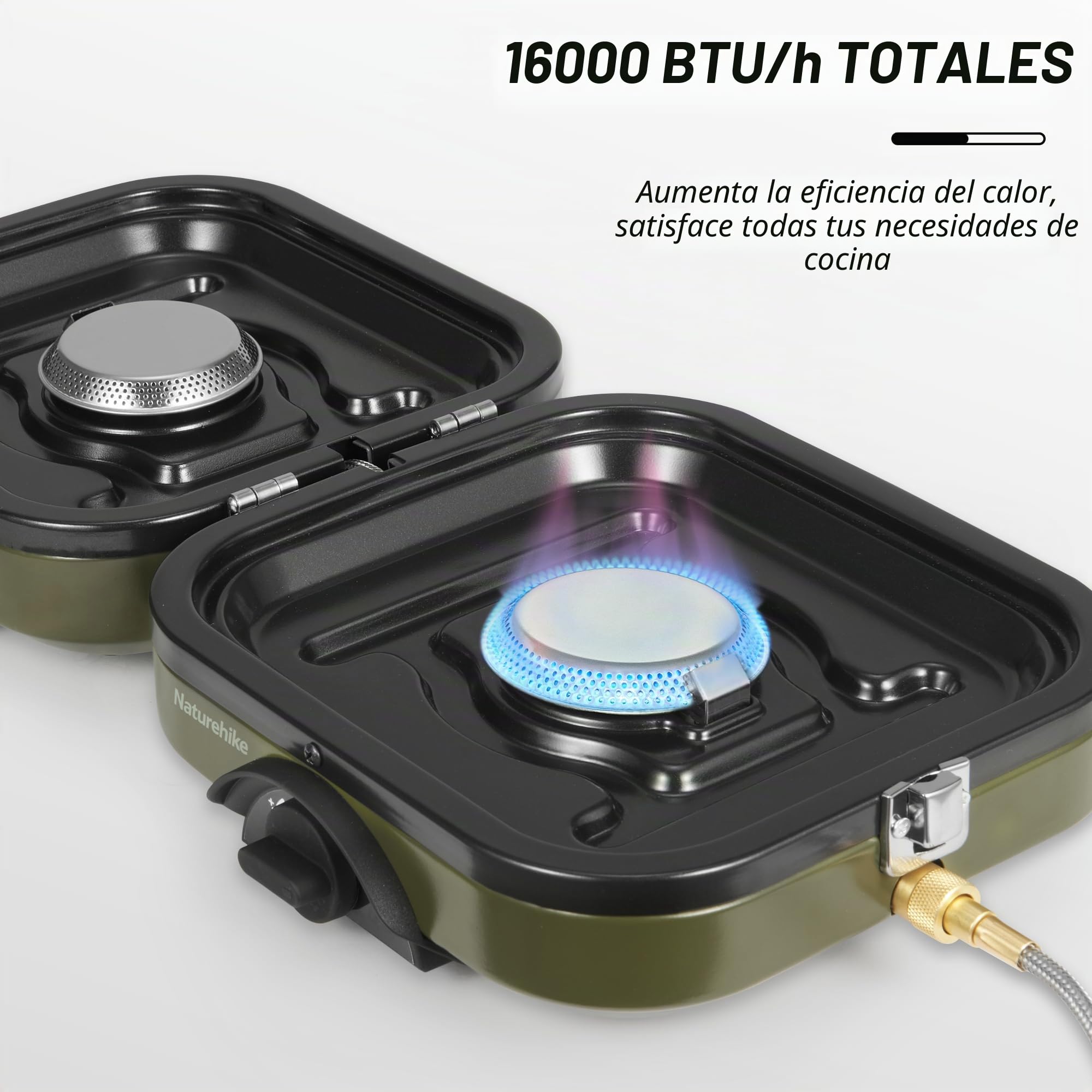 Naturehike Hornillo de gas plegable, 2 fuegos, con bolsa de transporte, sartén 2 en 1, estufa de camping para exteriores, pícnic, barbacoa