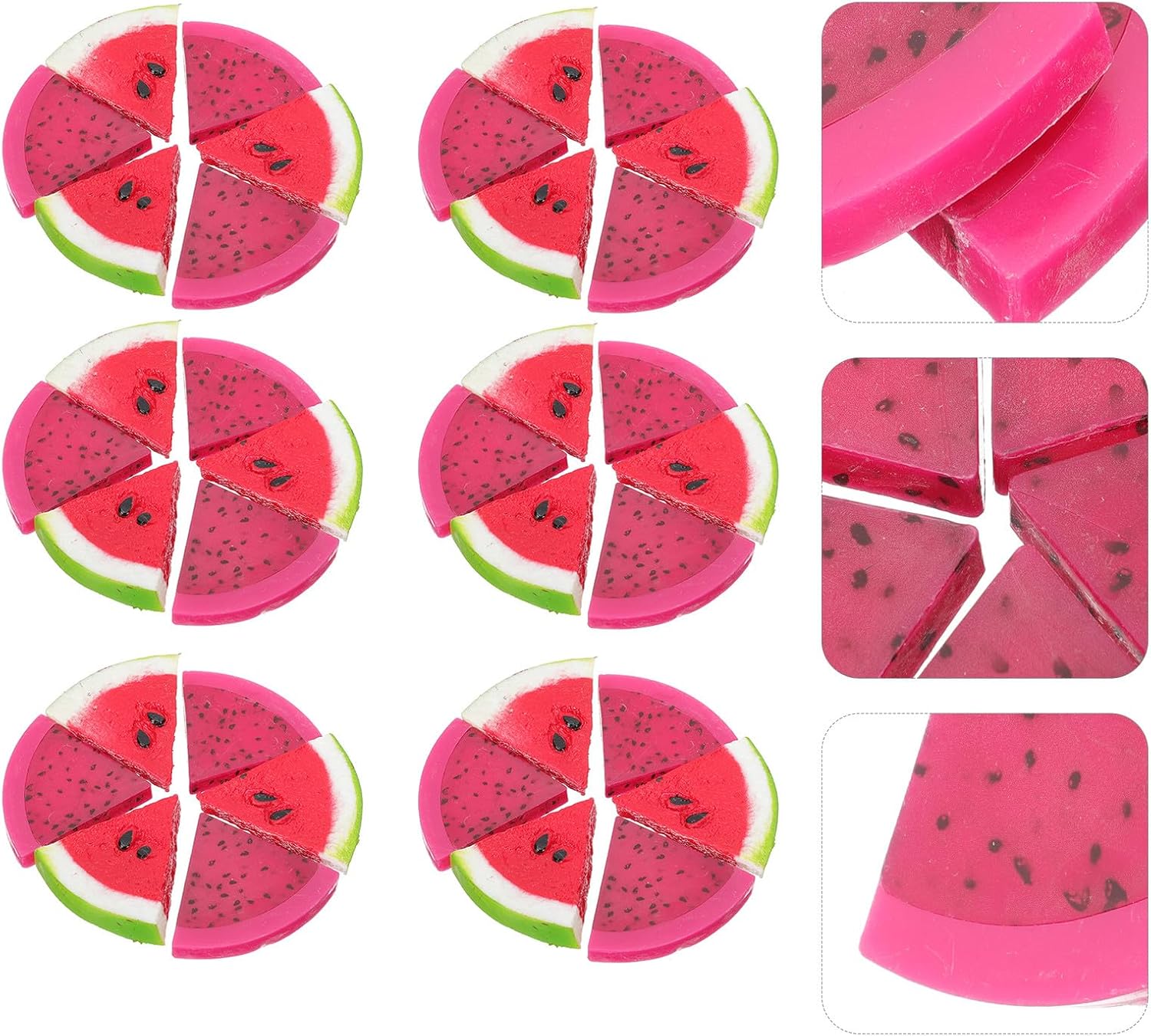 Realistic Artificial Watermelon and Pitaya Fruit Slices Set, Simulated Fake Fruit Decor, 40pcs Kitchen Display Props for Home, Party, and Showcase Decoration