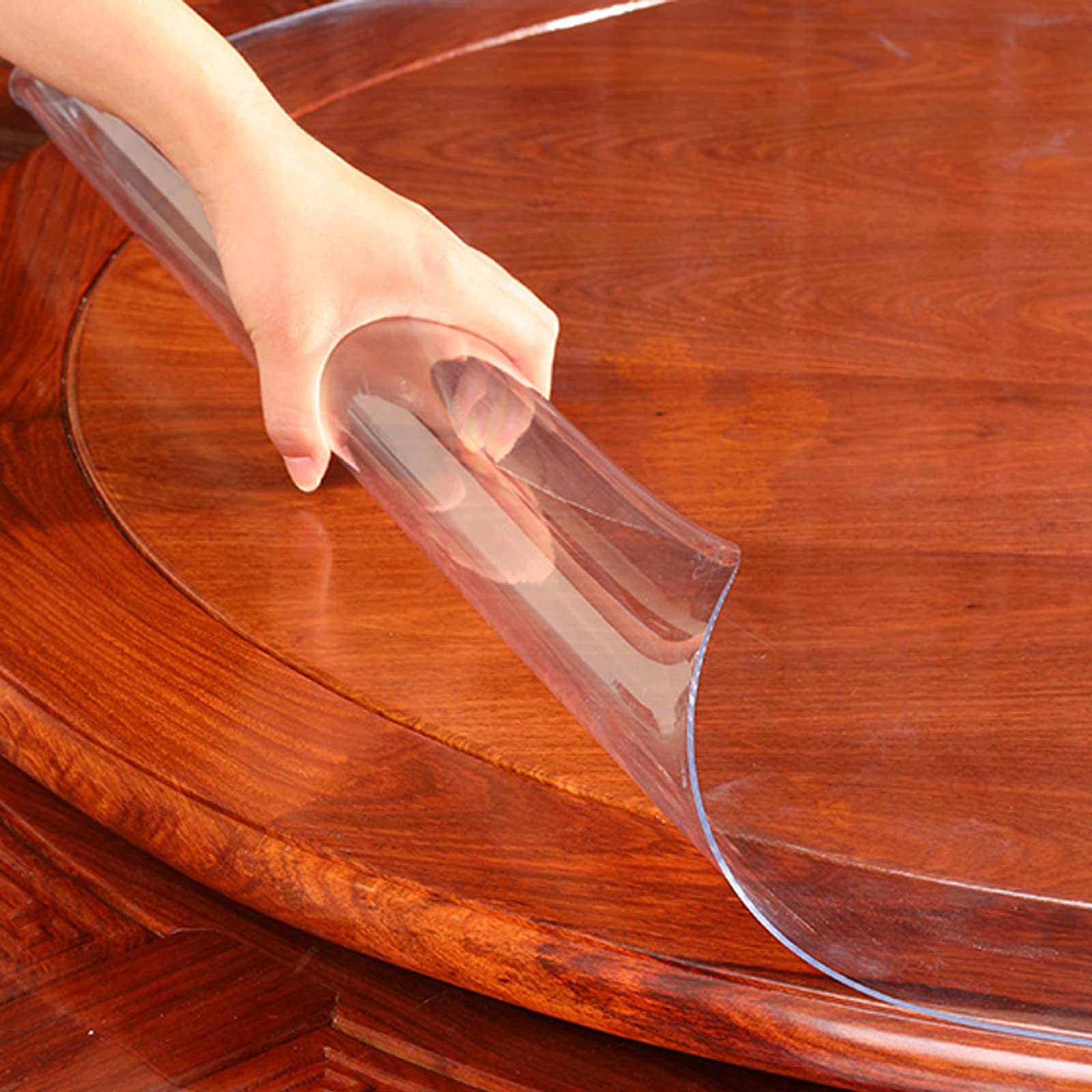 Mantel Transparente de Pvc Plástico Redondo,Cubierta de Mesa de Vidrio Suave Impermeable,Mantel Protector de Mesa de Comedor Interior,Espesor 1 mm,60-155 cm de Diámetro (Diameter 105cm/41.3inch)