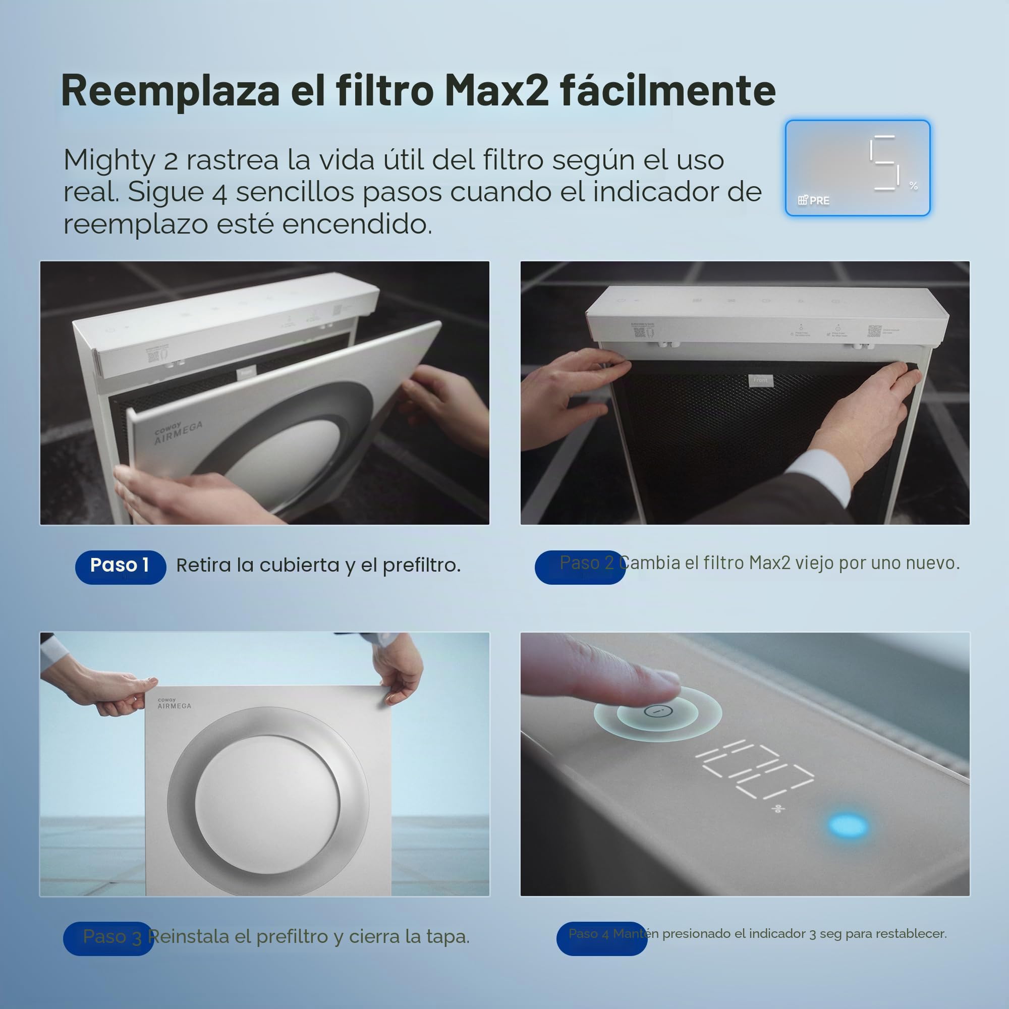 COWAY Airmega Mighty2 - Purificador de aire, próxima generación de AP-1512HH, para habitaciones grandes y hogar, limpia hasta 1.800 pies cuadrados, HEPA certificado IEST y carbón activo para alergias