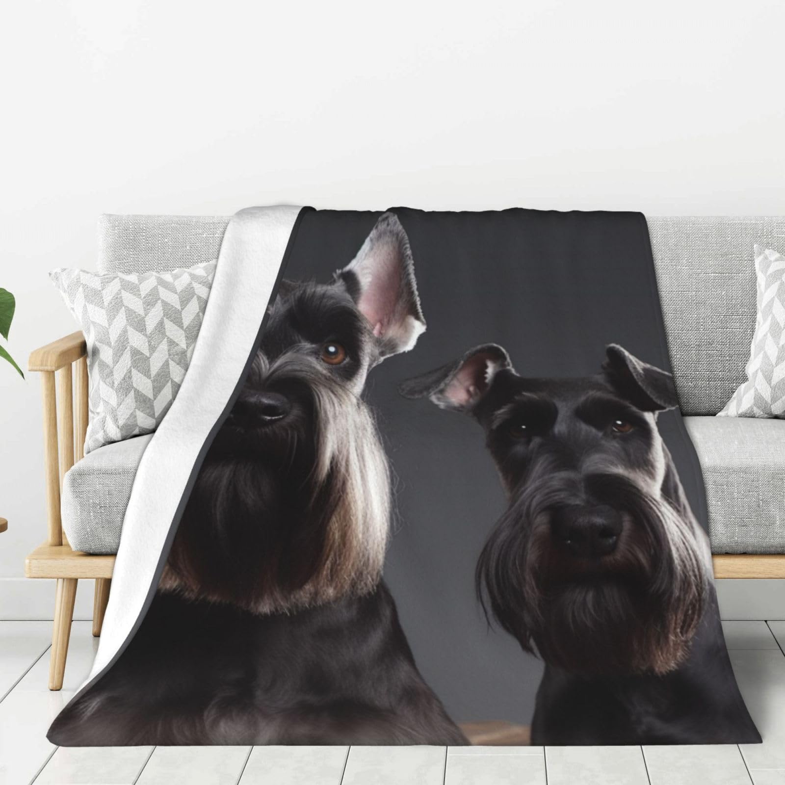 Couverture en flanelle Schnauzer polaire douce toutes saisons pour chaleur légère au lit