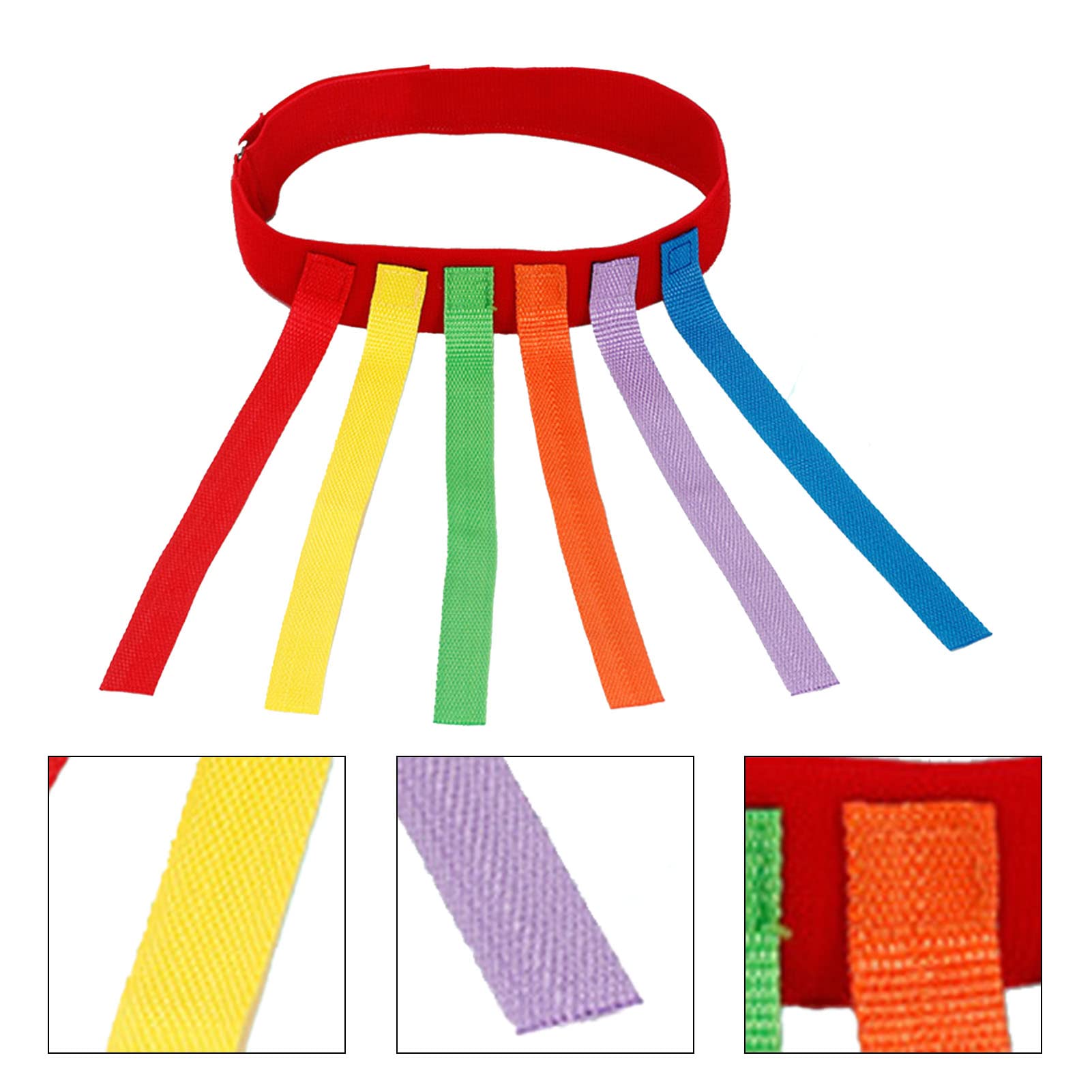 equlup Catching Tail Training, Kindergarten Tail Pulling Belt Parent Child Activity Game Props Reaction Catch Trainer with 6 Tails Red for Playground Garden (Children Type)