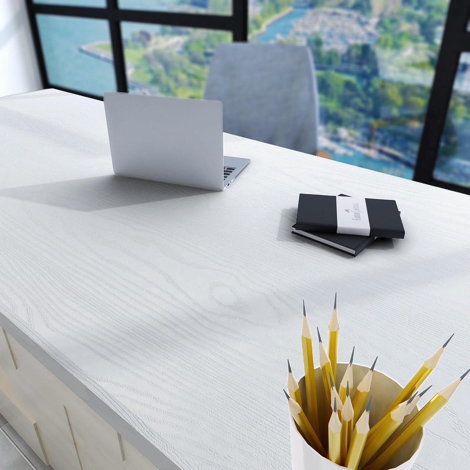 YENHOME Wood Contact Paper for Countertops White Wood Contact Paper for Cabinet Desk 17.7"X118" Self Adhesive Wood Wallpaper for Kitchen Desk Classroom Walls Removable Waterproof Vinyl Wood Wallpaper