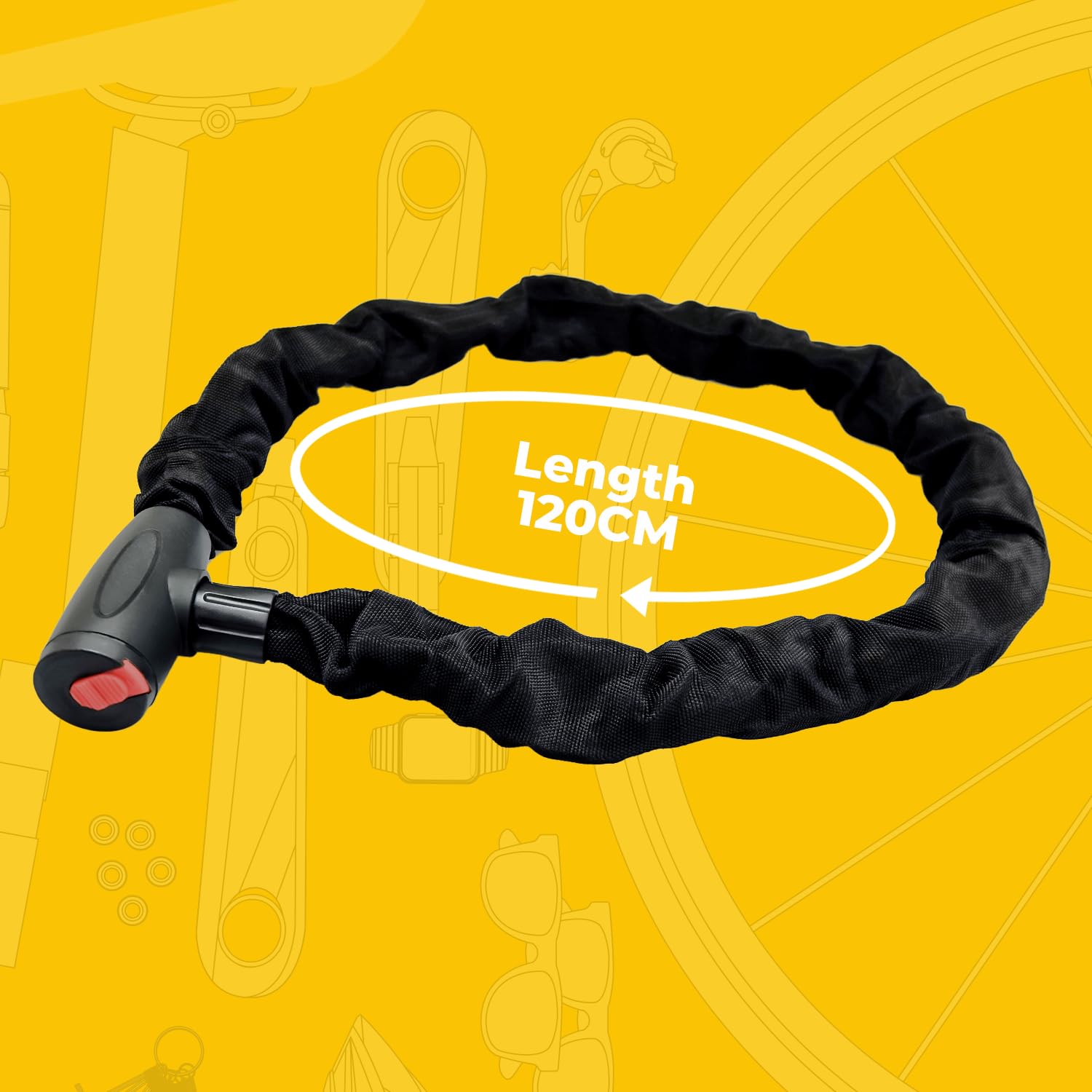 Simply Lucchetto a catena per bicicletta, massima sicurezza, materiali di alta qualità, resiste a tagli e manomissioni, per moto, biciclette, biciclette elettriche, mountain bike, cancelli e