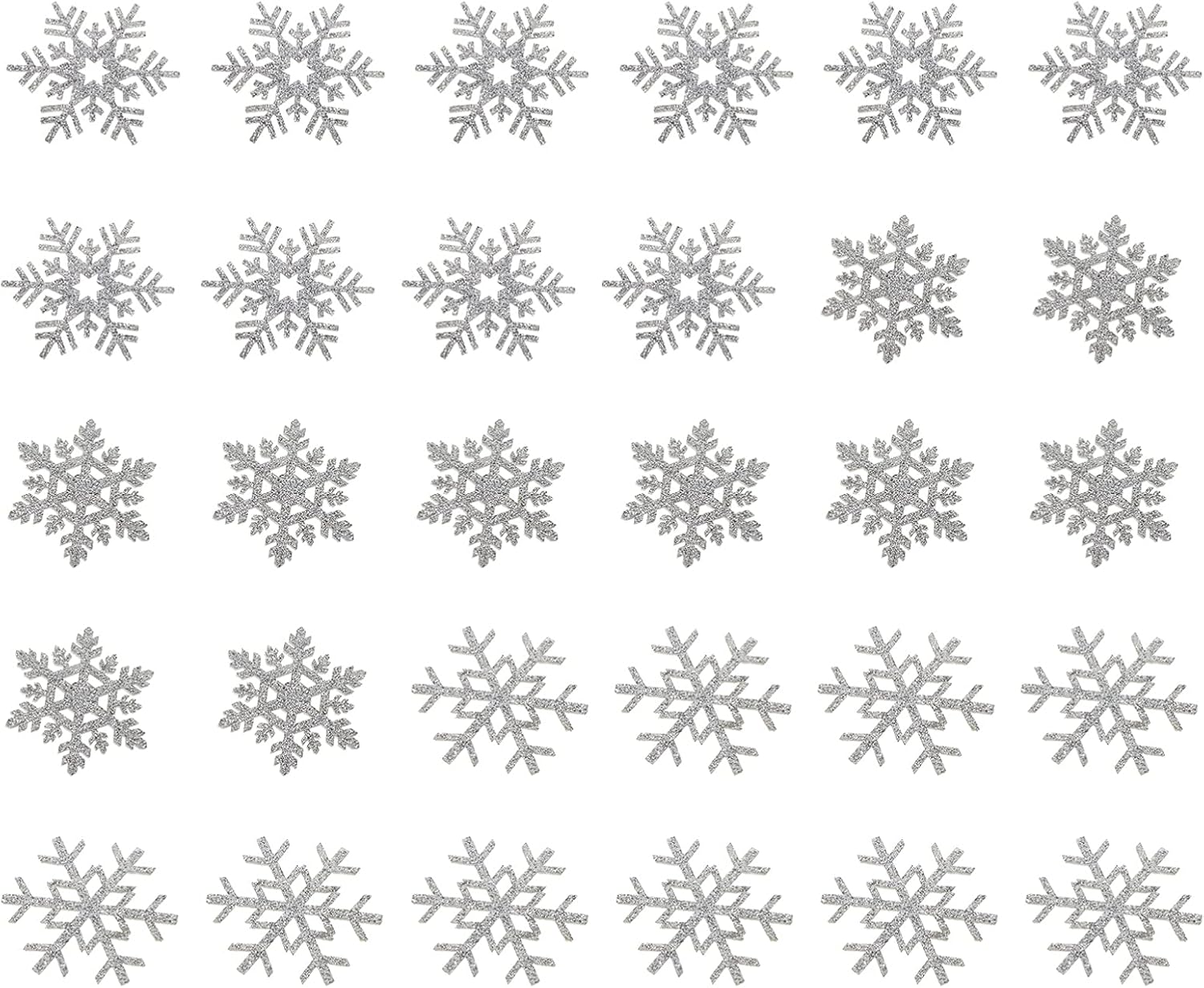 EXCEART Handmade Hair Accessories Materials - 30Pcs Silver Snowflake Appliques for DIY Crafts Iron-on Christmas Patches for Clothing and Holiday Decorations