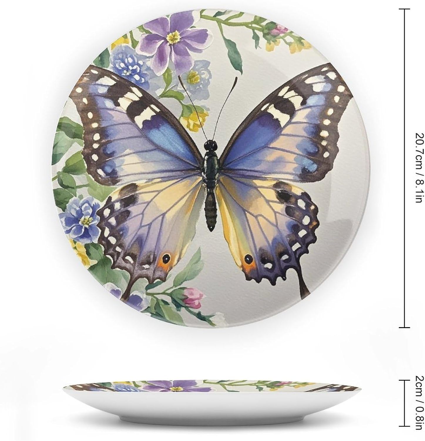 Fringed Iris Decorative Plates for Display Custom Decorative Ceramic Plate With Stand Personalized Hanging Art Wall Decor for Living Room Hallway Table Shelf Decor