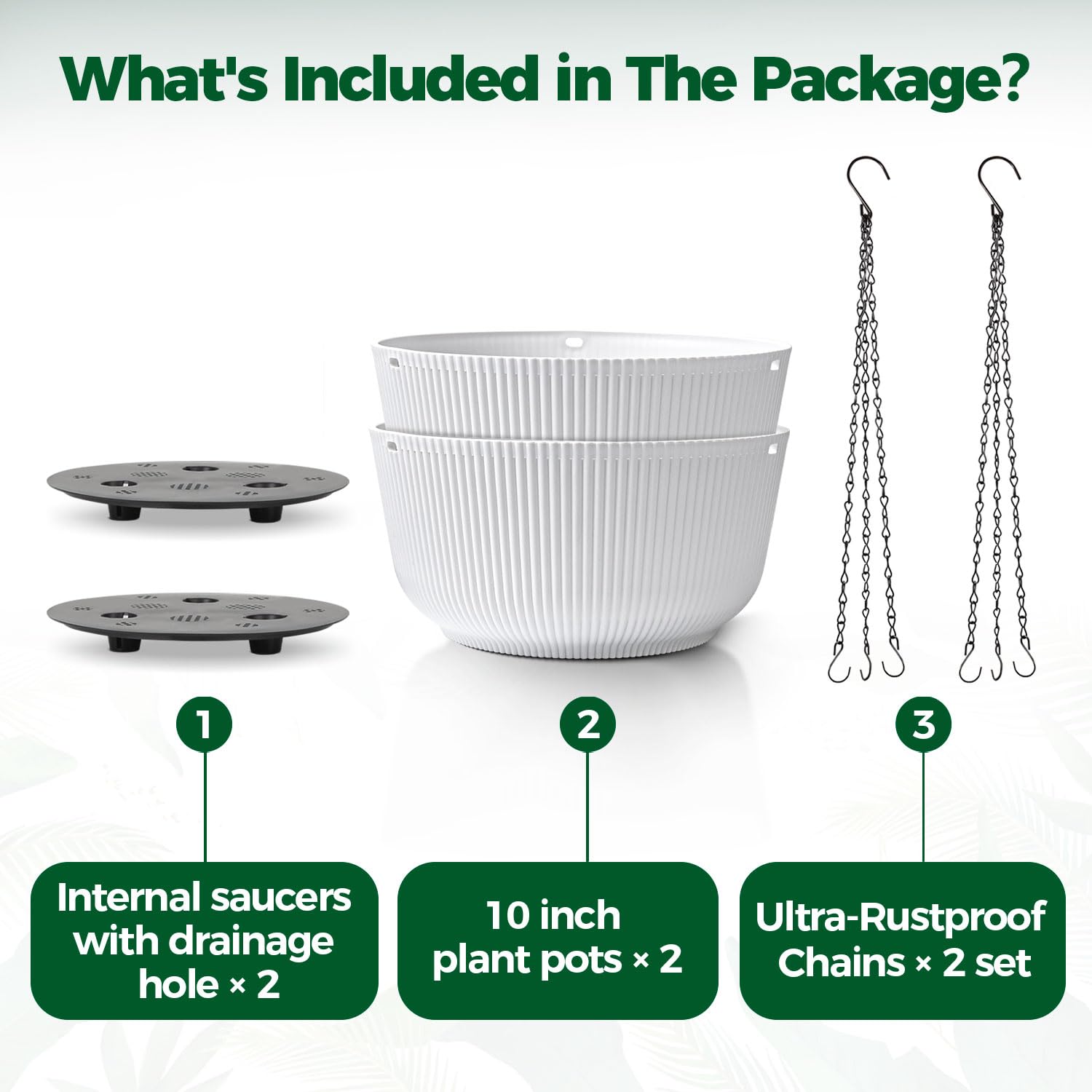T4U Pots Suspendus pour Plantes 25 cm Lot de 2 avec Drainage