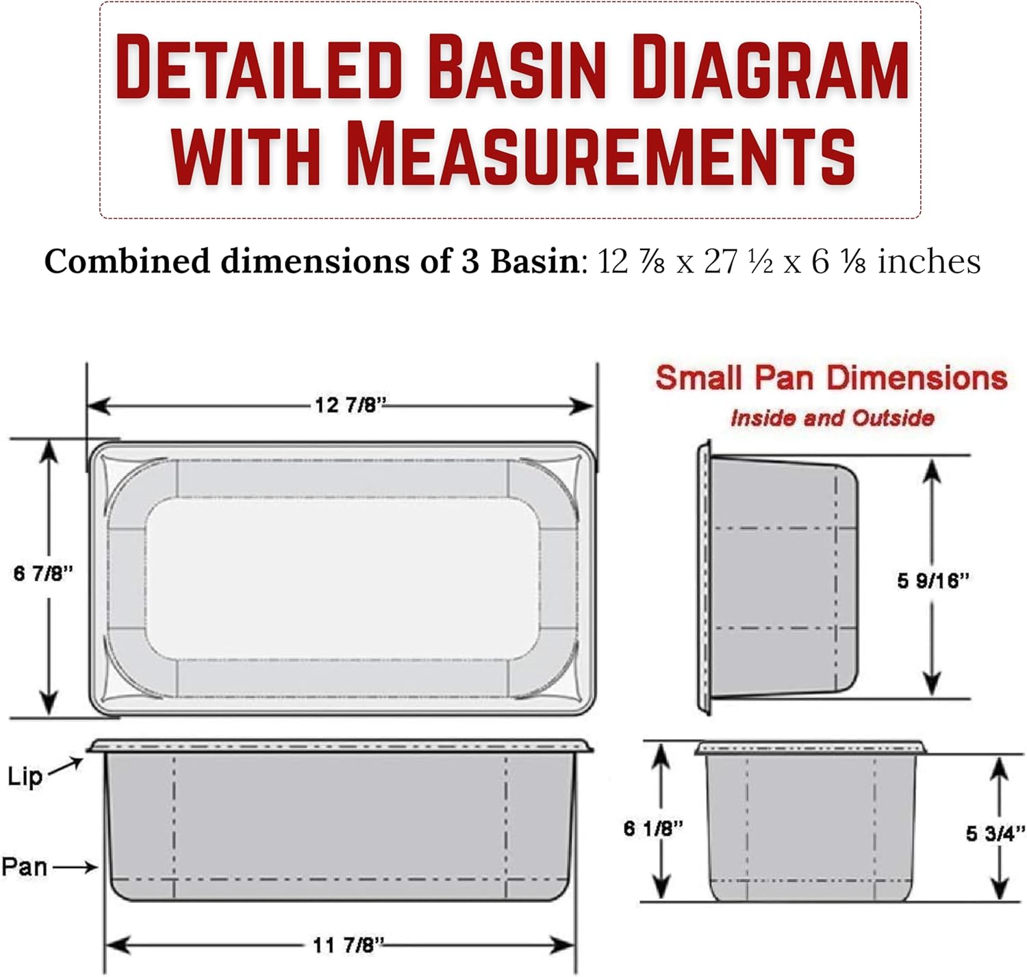 3-Compartment Drop-In Stainless Steel Concession Sink, Thicker 22-Gauge 18/8 NSF Certified – Includes 3 Bar Drains & Free Drain Traps – Portable Hand-Washing Station for Food Trucks & Trailers