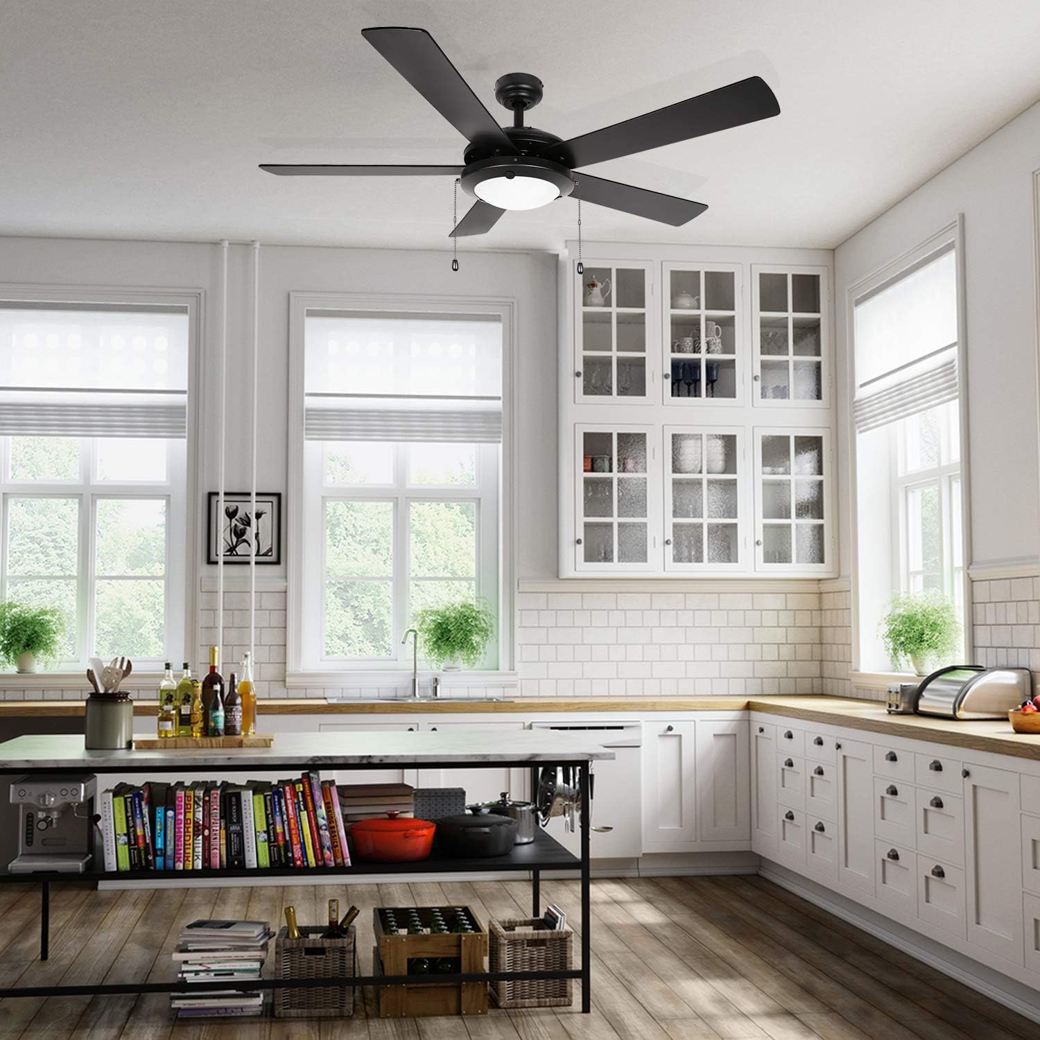 🔥 Hot Deals Hykolity 52 Inch Modern Style Indoor Ceiling Fan with Light Kit, Reversible Blades and Motor, ETL for Living room, Bedroom, Basement, Kitchen, Pull Chain, Matte Black Buy 1 get 1 🔥 Hykolity 52 Inch Modern Style Indoor Ceiling Fan with Light Kit, Reversible Blades and Motor, ETL for Living room, Bedroom, Basement, Kitchen, Pull Chain, Matte Black