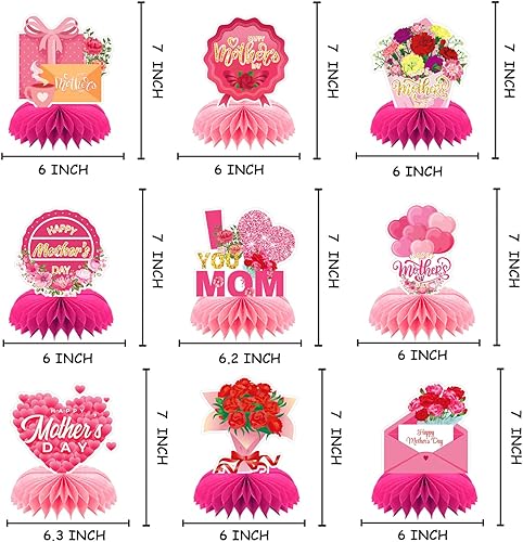 Miniatura 9 de Hzloyat 9 piezas de decoración para el día del padre, centro de mesa con estampado de panal de abeja, centro de mesa azul para cumpleaños del padre,