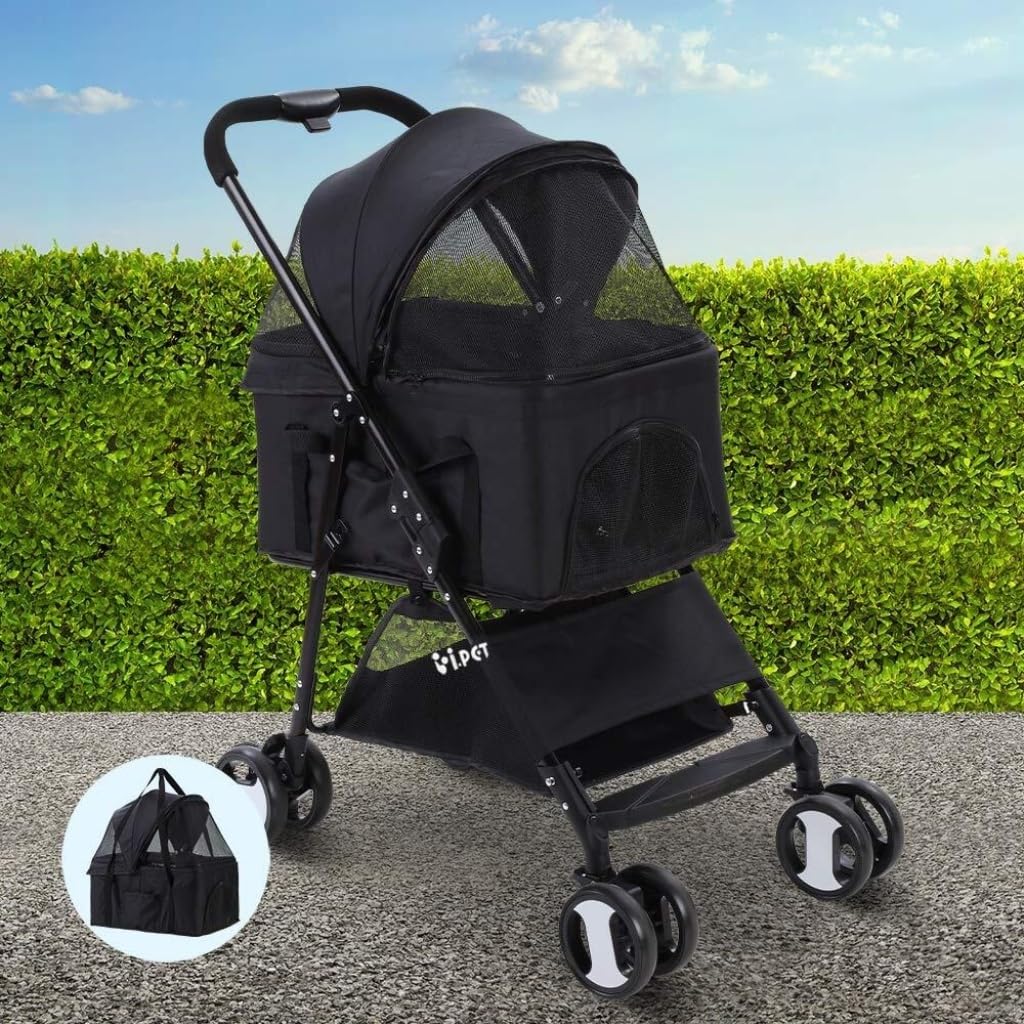 Pet Strollers Pet Stroller Four-Wheel Pet Stroller Folding Pet Stroller Lightweight Pet Stroller Outdoor Pet Stroller Pet Stroller Medium(G,Medium)