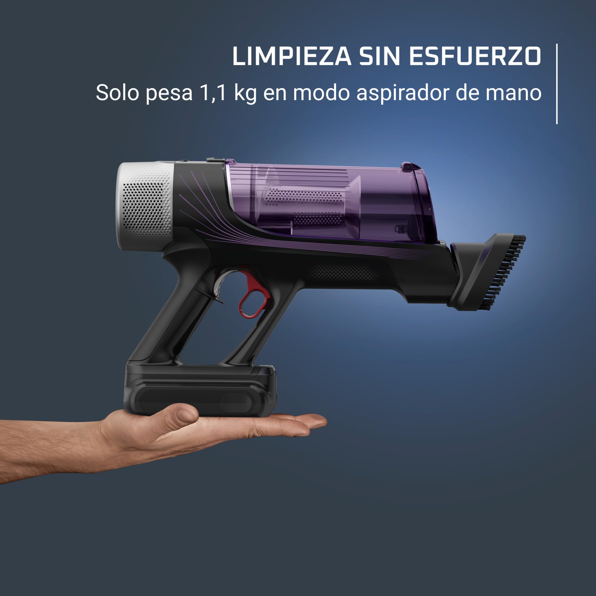Rowenta X-Force Flex 9.60 Allergy Parquet, Aspiradora escoba sin cable, 100 W, Cepillo para Suelos Duros y Bordes, Tecnología Flex para Acceder a Rincones, Autonomía 45 Minutos, Violeta, RH2047WO