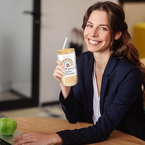 Miniatura 5 de Juego de 12 vasos de vidrio de agradecimiento para empleados, regalos de agradecimiento para compañeros de trabajo, vasos de vidrio de 16 onzas con