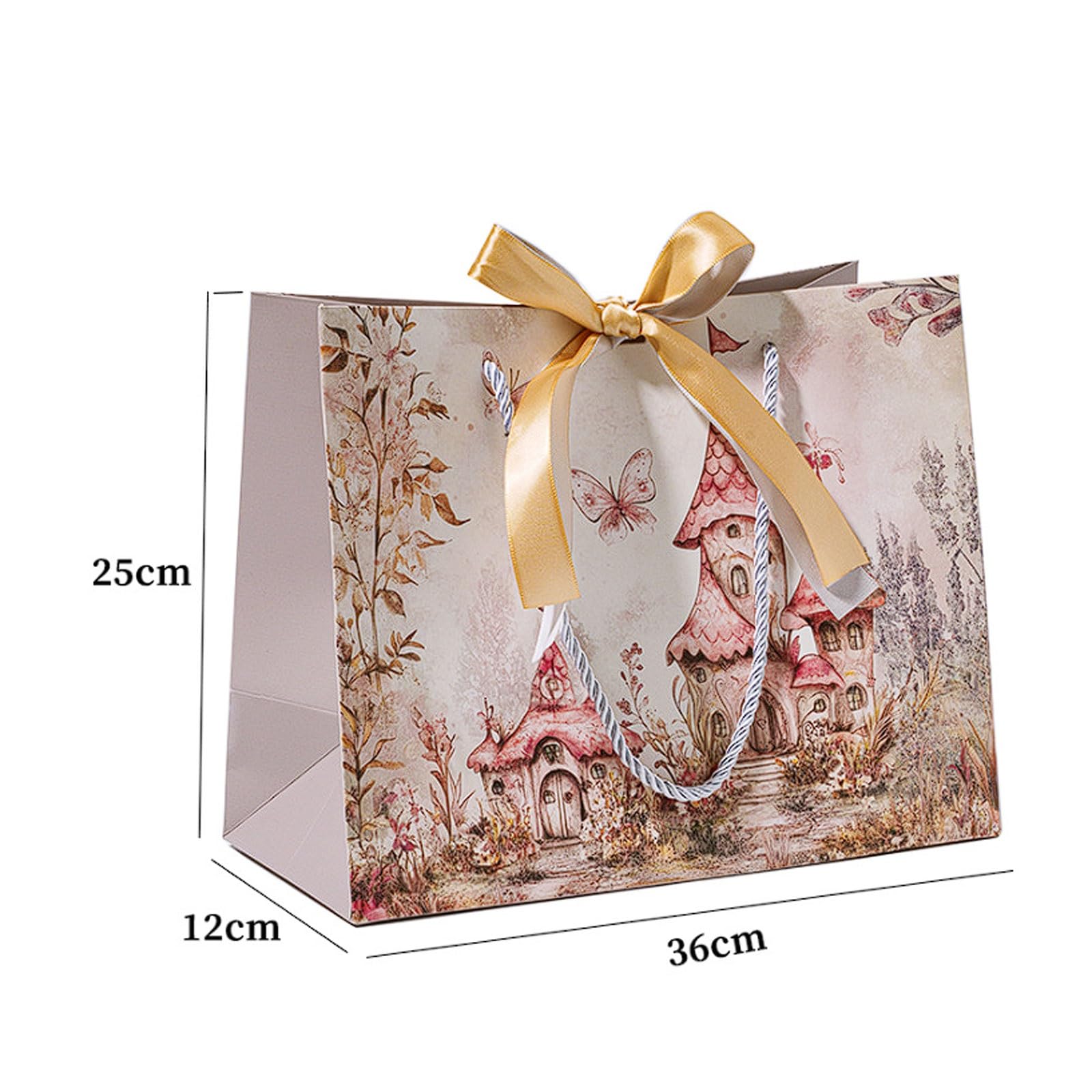 Paquete de 20 bolsas papel con asas cinta, 3 tamaños, elegantes ropa rosas y moradas for cumpleaños regalos fiesta(L)