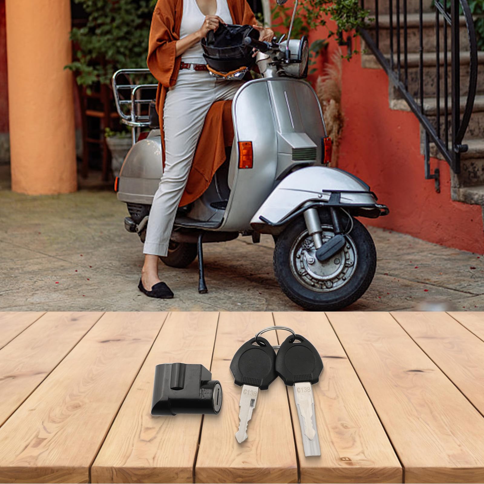 Electric Bike Battery Case Lock with Ignition On/Off Key,19Mm Aluminum Alloy for Polly E-Bike Accessories Replacement Parts, 2 Keys Included