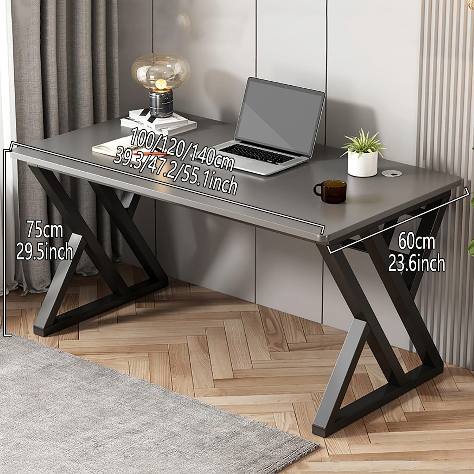 Scrivania moderna per computer, postazione di lavoro per PC, scrivania da gioco versatile per piccoli spazi, design ad angolo, compatta, 140 x 75 x 60 cm, ideale per casa, ufficio e configurazione di