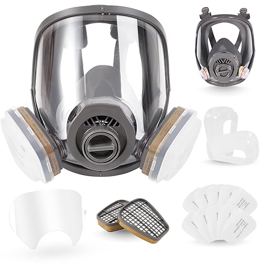 Vollgesichtsmaske mit Filtern und Zubehör