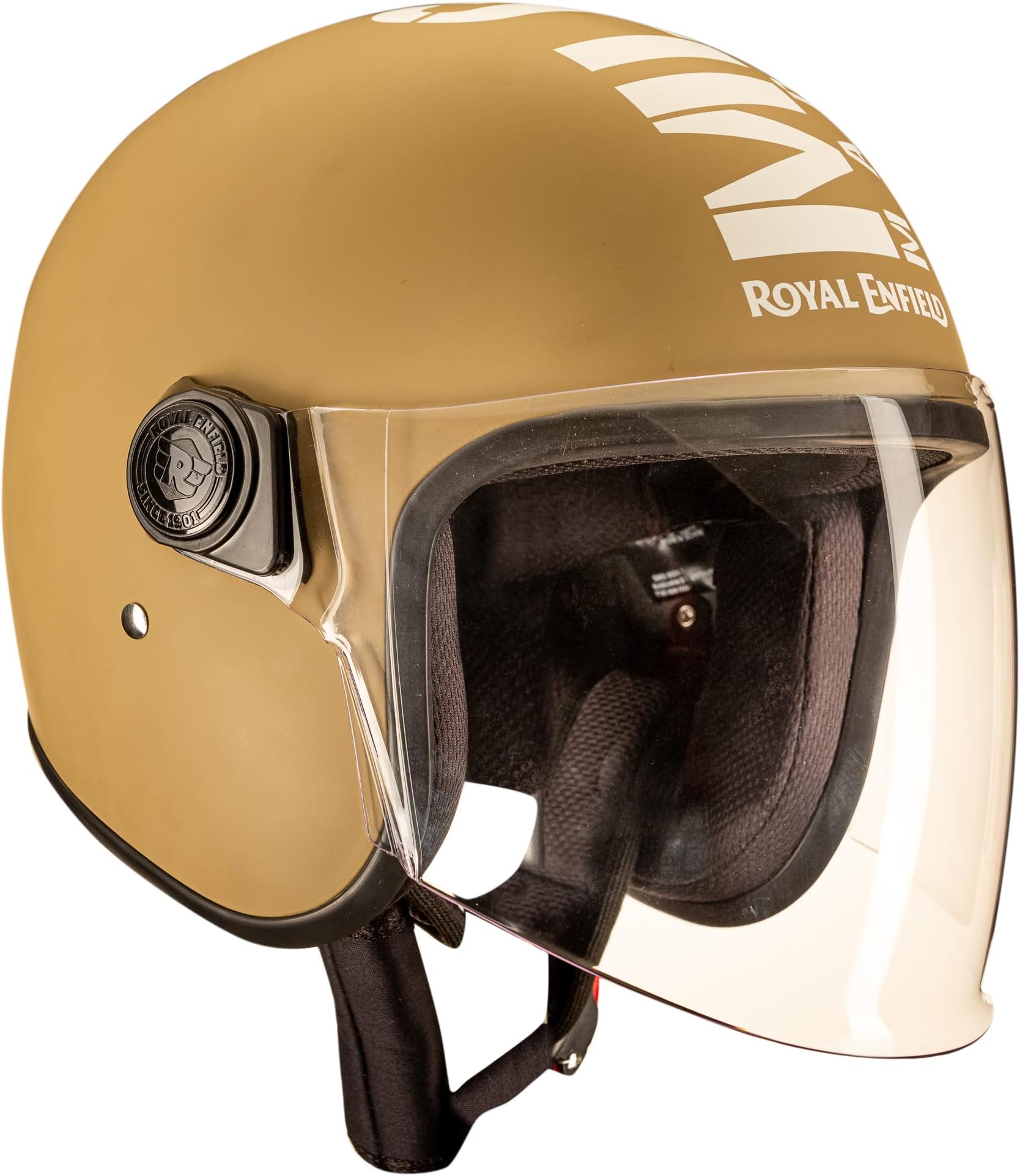 Royal Enfield Open Face MLG Helmet with Clear Visor Matt Desert Storm, Size: M( 57-58cm)