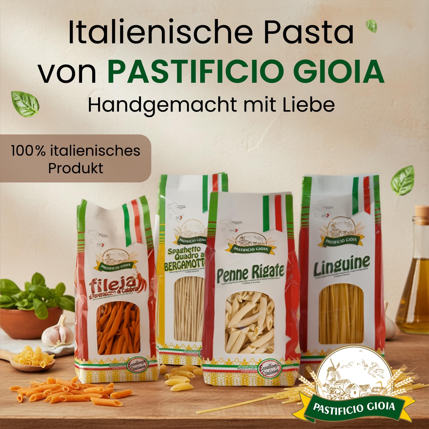 Pastificio Gioia – Conchiglioni – Nudeln Handgemachte Pasta Hartweizengrieß 500g – Italienische Spezialitäten Lebensmittel Feinkost Delicatessen – Kalabrische Spezialität