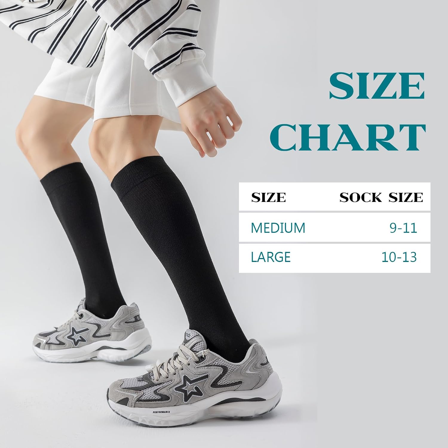 3 pairs Light Compression Socks, Support Socks for Women/Men, 15-20 mmHg Graduated Support with Moisture-Wicking