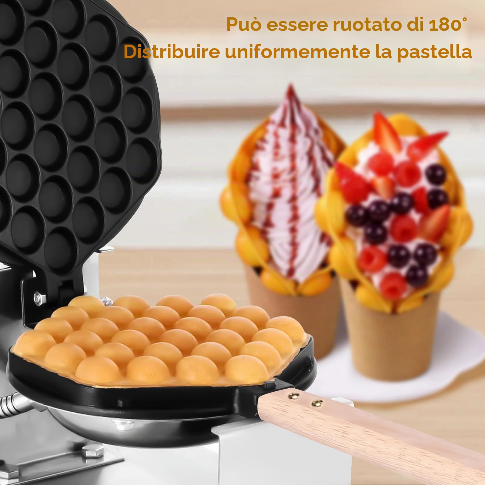 Waffle Panini Maker, Cucina Antiaderente Uovo Bubble Baking Mold Piastra Waffle Maker Pan Tool per uso commerciale domestico