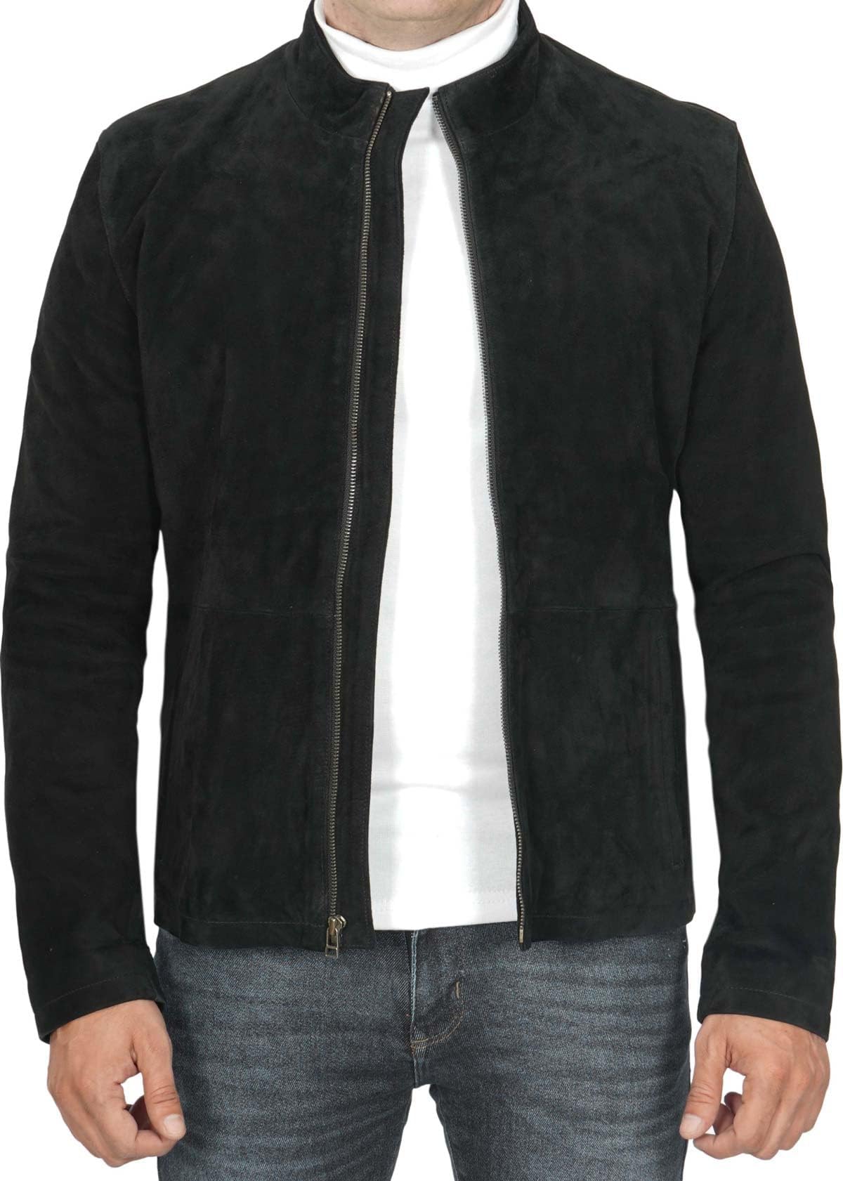 Decrum Suede Leather Jacket Men – Casual Real Lambskin Leather Jacket for Mens