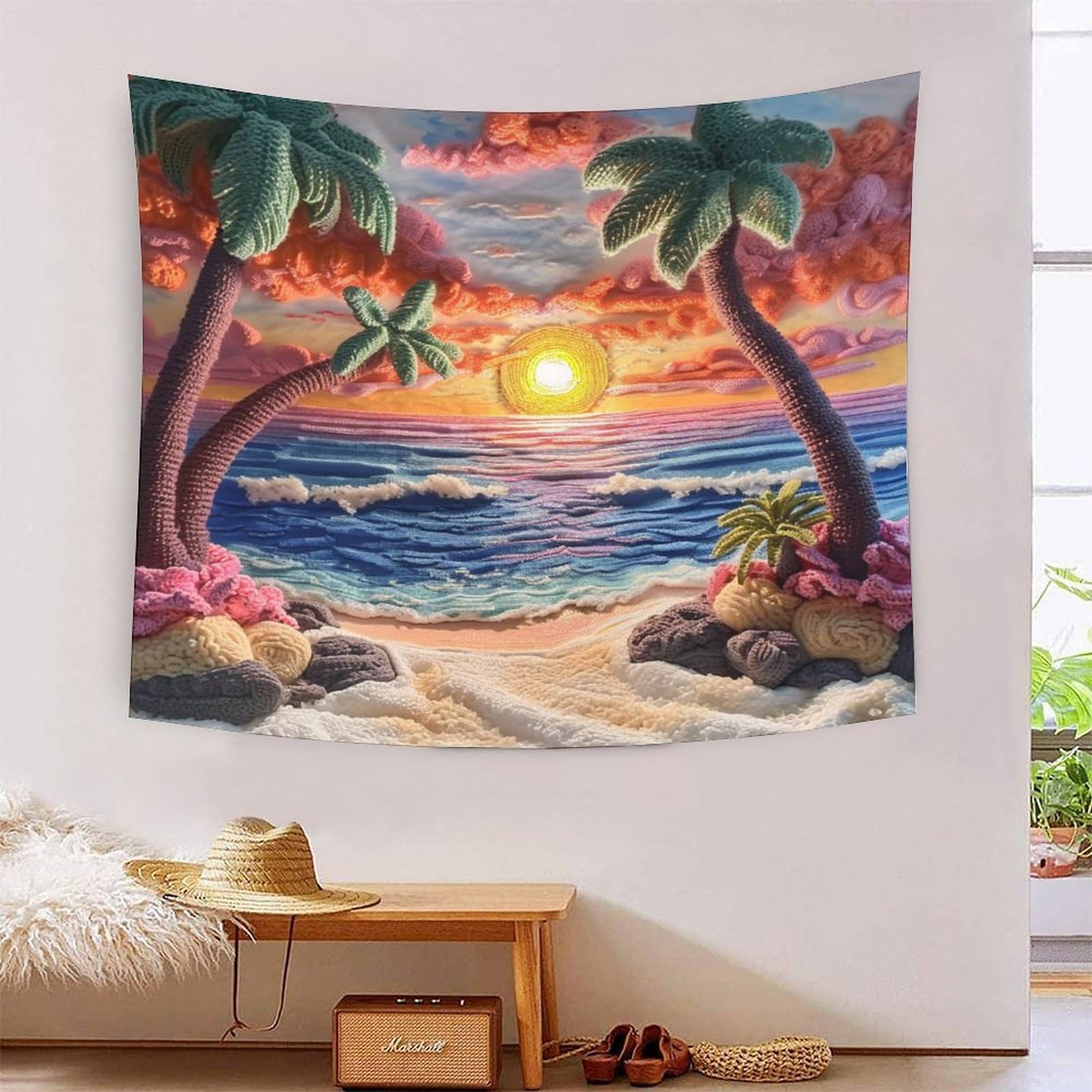 Hlxzmcvbt Style-2 3D Beach Sunset Print Wall Blanket Home Decoration Bedding Poster Wall Art Tapestry Tapestries Wall Hanging Soft Polyester For Bedroom,Decorations Beach Blanket College Dorm 70Cmx100cm