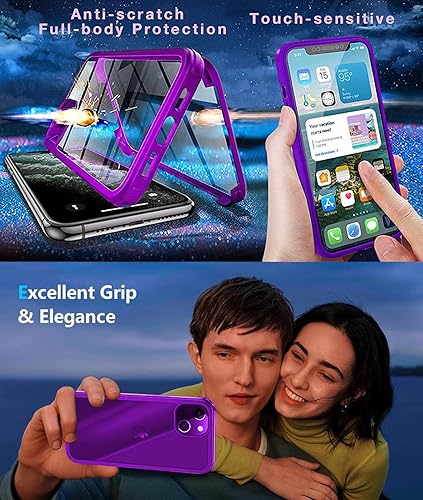 Miniatura 90 de UBUNU Funda para iPhone 14 Pro Max con protector de pantalla [vidrio templado 9H integrado], protección de cuerpo completo 360 de doble capa