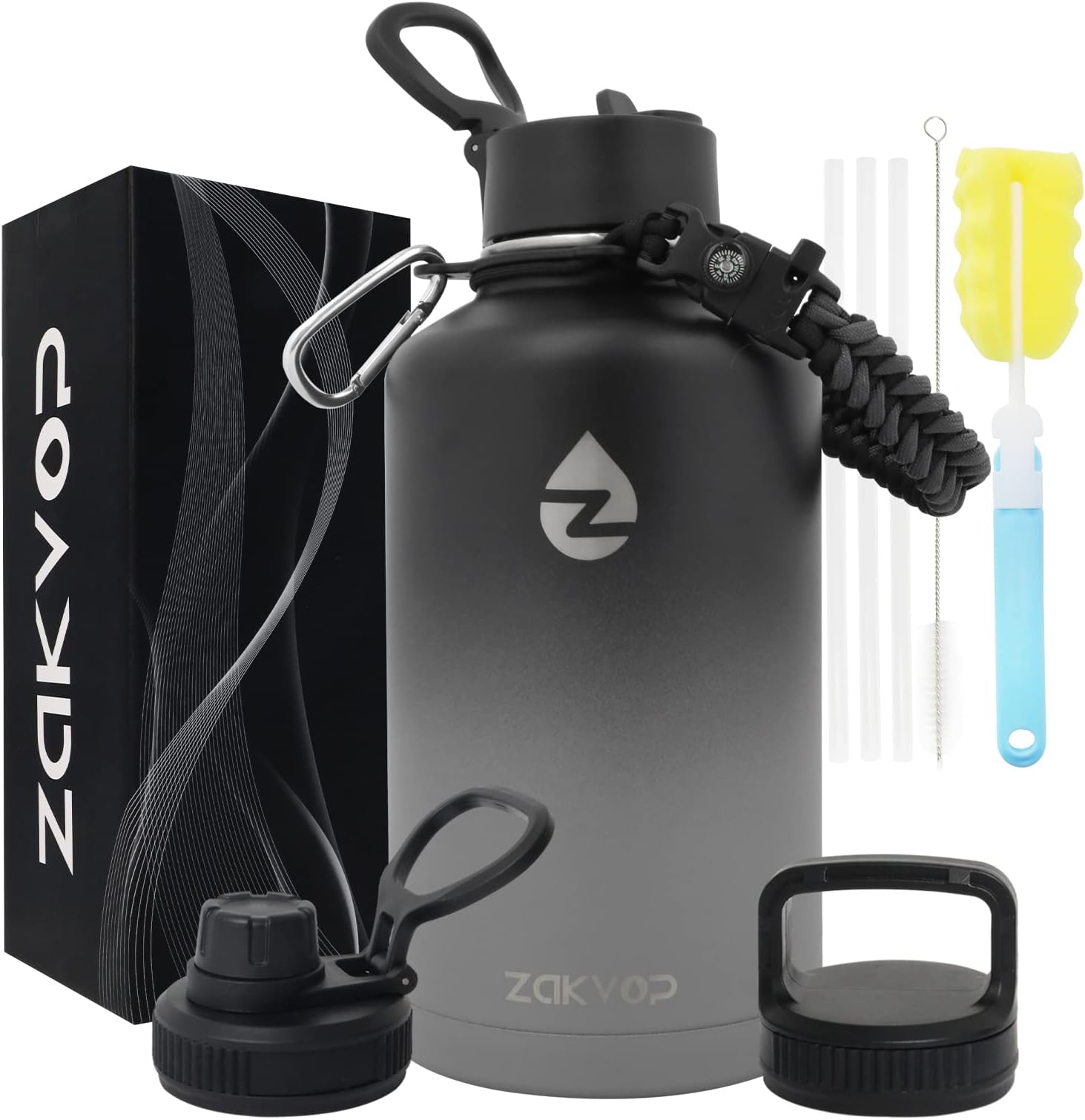 Khroom® Edelstahl Trinkflasche 3,8 Liter XXL Thermo Wasserflasche hält 48h kalt / 24h warm