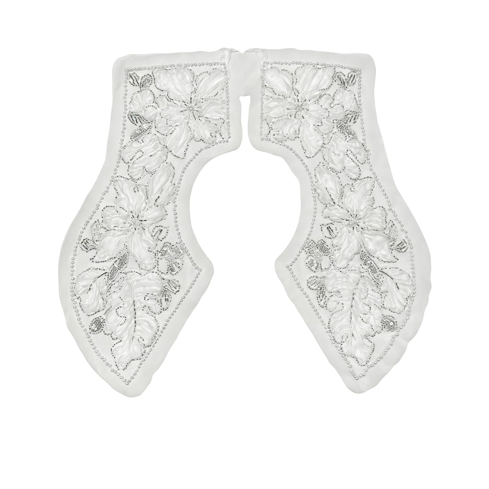 Oxxggkao A Beaded Tulle Neckline Pplique For Costume Makers, White Embroidered Collar Trim For Dress Nd Shirt Neckline Decor Beaded Mesh Collar Pplique Decorative Trim Embroidered Sew On Dress Blouse Shirt