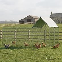 Heavy Duty Chicken Run 3m, Walk In Poultry Enclosure with Waterproof Roof, Galvanised Metal Cage for Garden, Fox Proof Wire Mesh Large Rabbit Run Outdoor, 300x100x150cm
