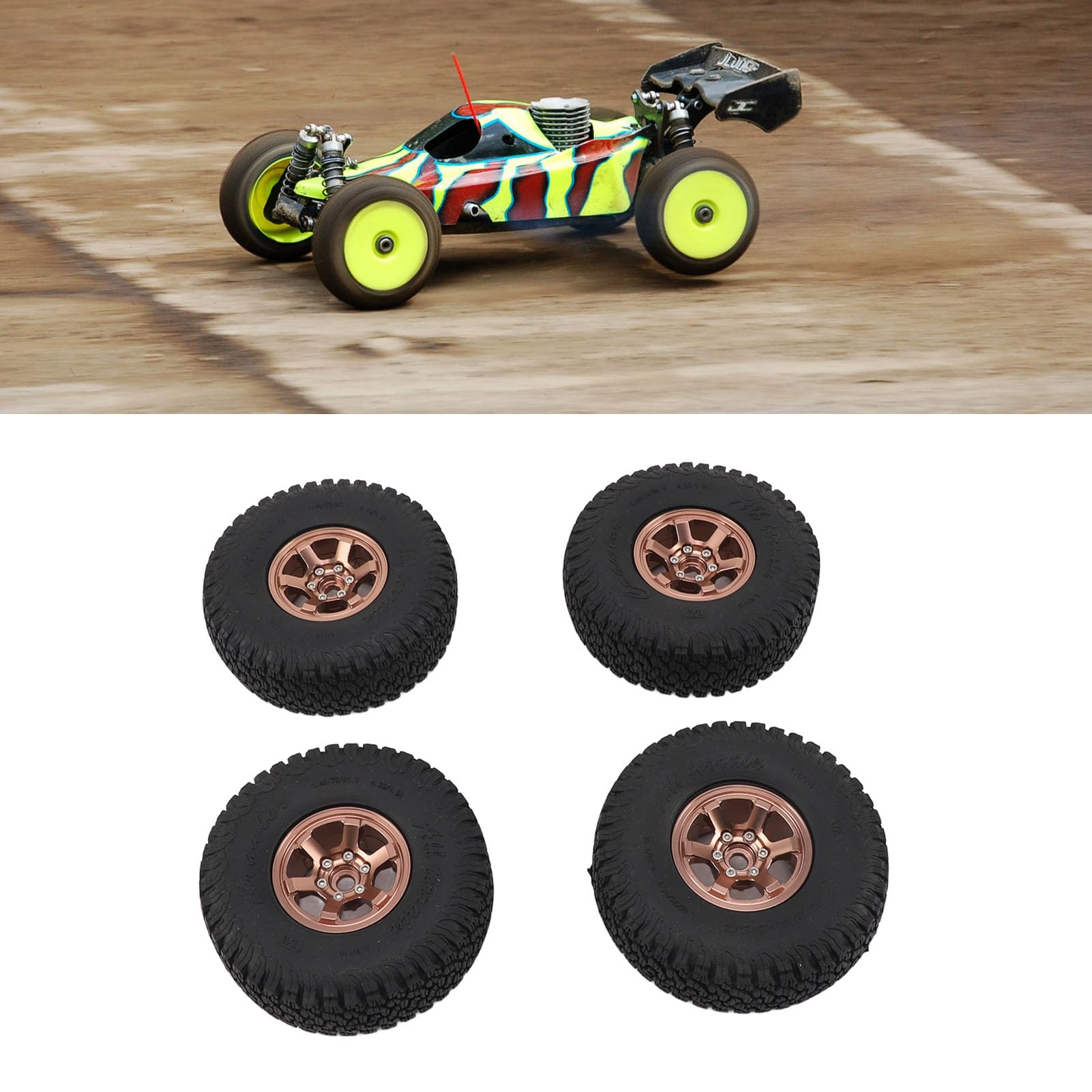 RC Crawler Opony 1,9 -calowy stop z aluminium Guma mocna amortyzację odporności na zużycie uniwersalne dla SCX10 RBX10 1/10 Crawler 4pcs (Srebrny)