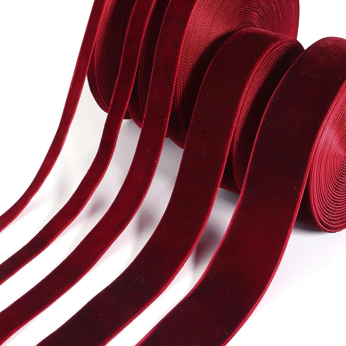 Wstążka aksamitna, Aksamitna wstążka pojedyncza 6-32 mm 5-10 jardów czarne wino czerwone do pakowania prezentów DIY(Wine Red,32mm 5Yards)