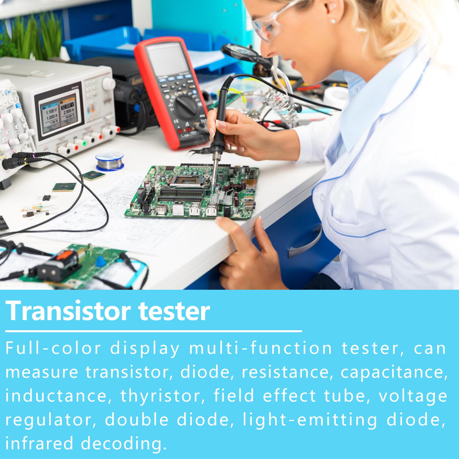 LCR-T7 Transistor Tester: Tragbar Multifunktionaler TFT Transistor-Tester, Transistor Tester mit Farbe Anzeige Display, Kapazitiv Widerstand Detektor für Dioden Trioden, Transistor