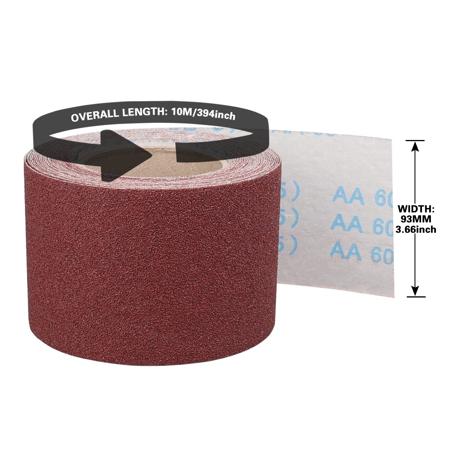 Rouleau Papier Abrasif Grain 40 - 93mm X 10m - Pour Ponceuses Vibrantes, Métal Et Bois