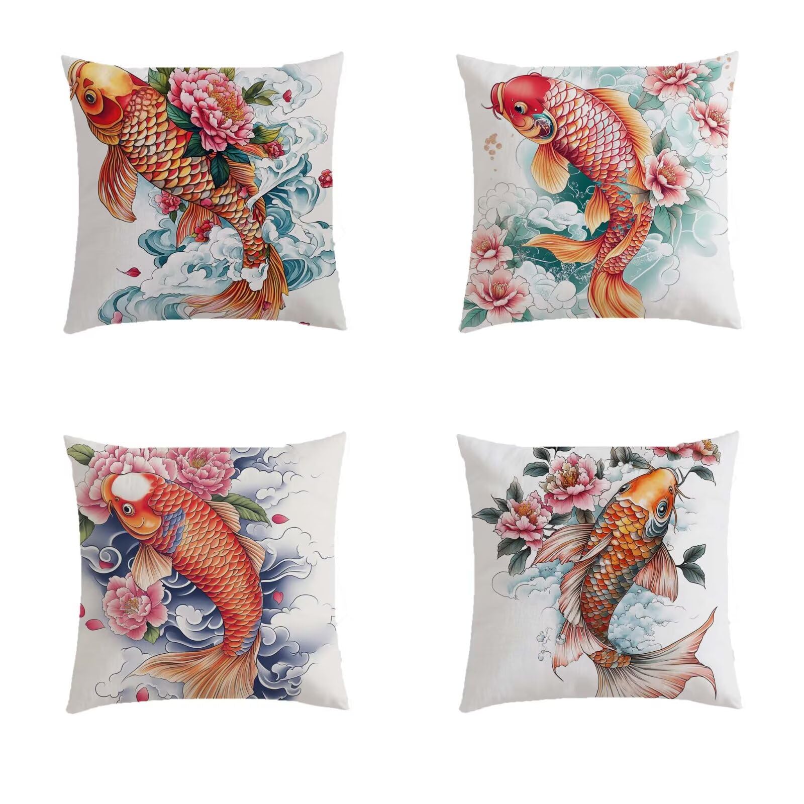 Housse coussin 80x80cm impermeable fleurs pour deco canape salon de jardin