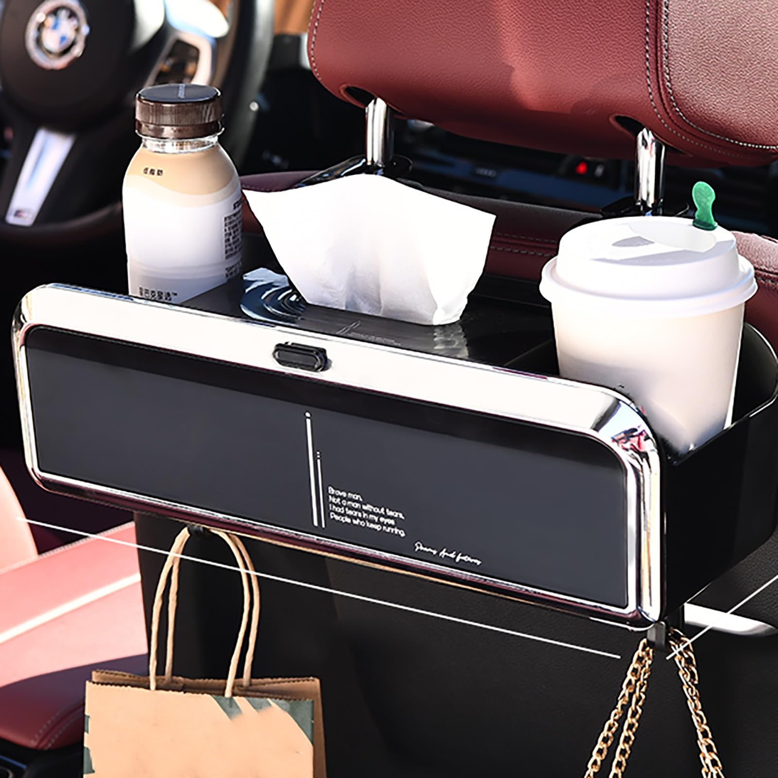 Organizer per seggiolino Auto con Spallacci Regolabili in Lunghezza, Auto Organizzatore Kick Mats Impermeabile Sedile Posteriore, Organizer per sedili Posteriori con(Grey)