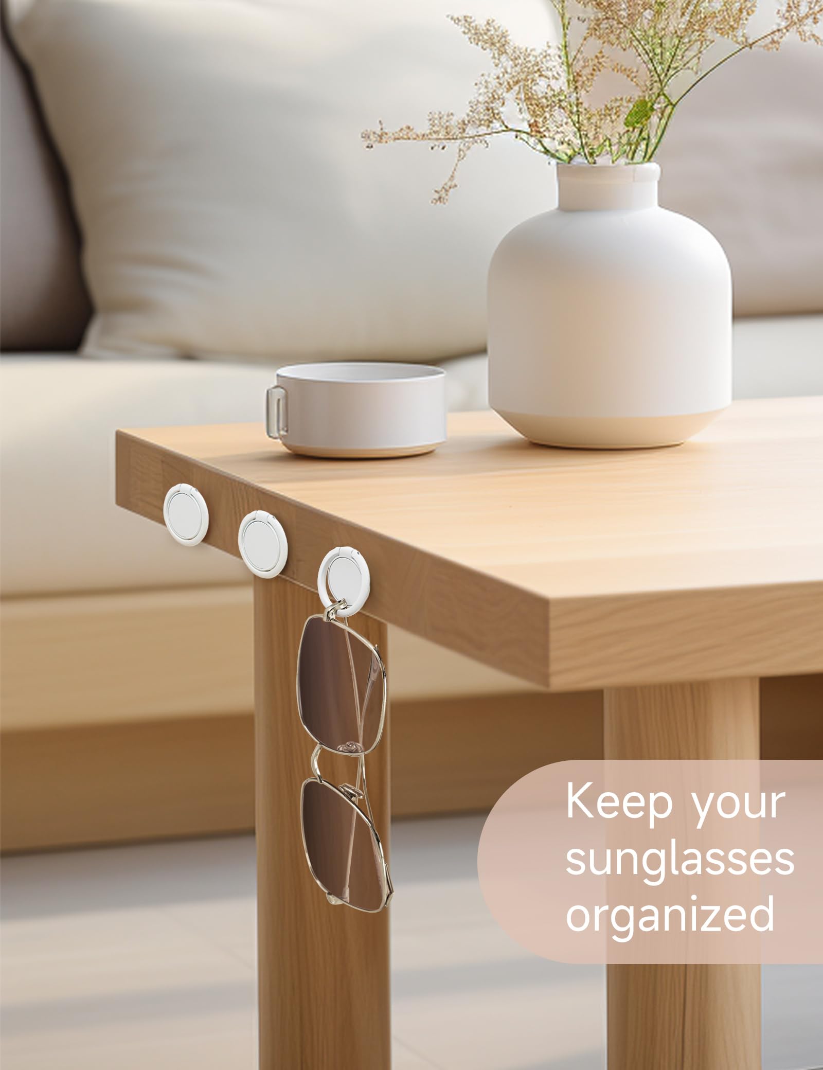 Organizador de gafas de sol montado en la pared, soporte para gafas de sol para colgar 12 unidades (blanco con adhesivo)