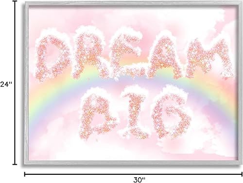 Miniatura 7 de Stupell Industries Dream Big Sparkle Cloud Typography Pink Sky Rainbow, diseñado por Ziwei Li, arte de pared enmarcado gris, 30 x 24 pulgadas,