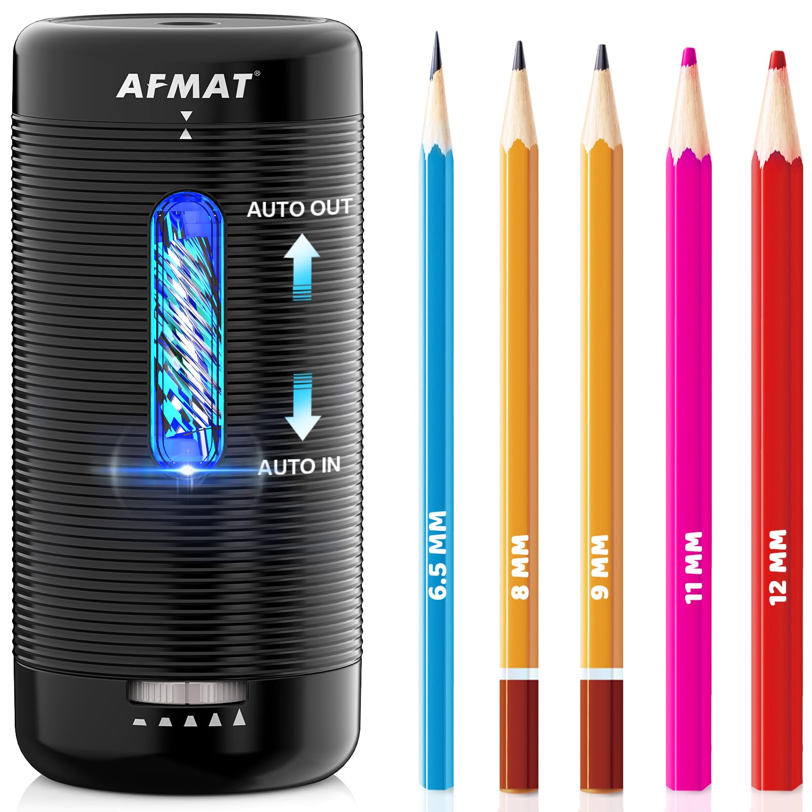 AFMAT Electric Pencil Sharpener Fully Automatic Pencil Sharpener Auto in & Out Rechargeable Hands-Free Sharpeners for Jumbo & Colored Pencils 6.5-12mm Portable for HomeClassroomOffice PSC2 product thumbnail 3