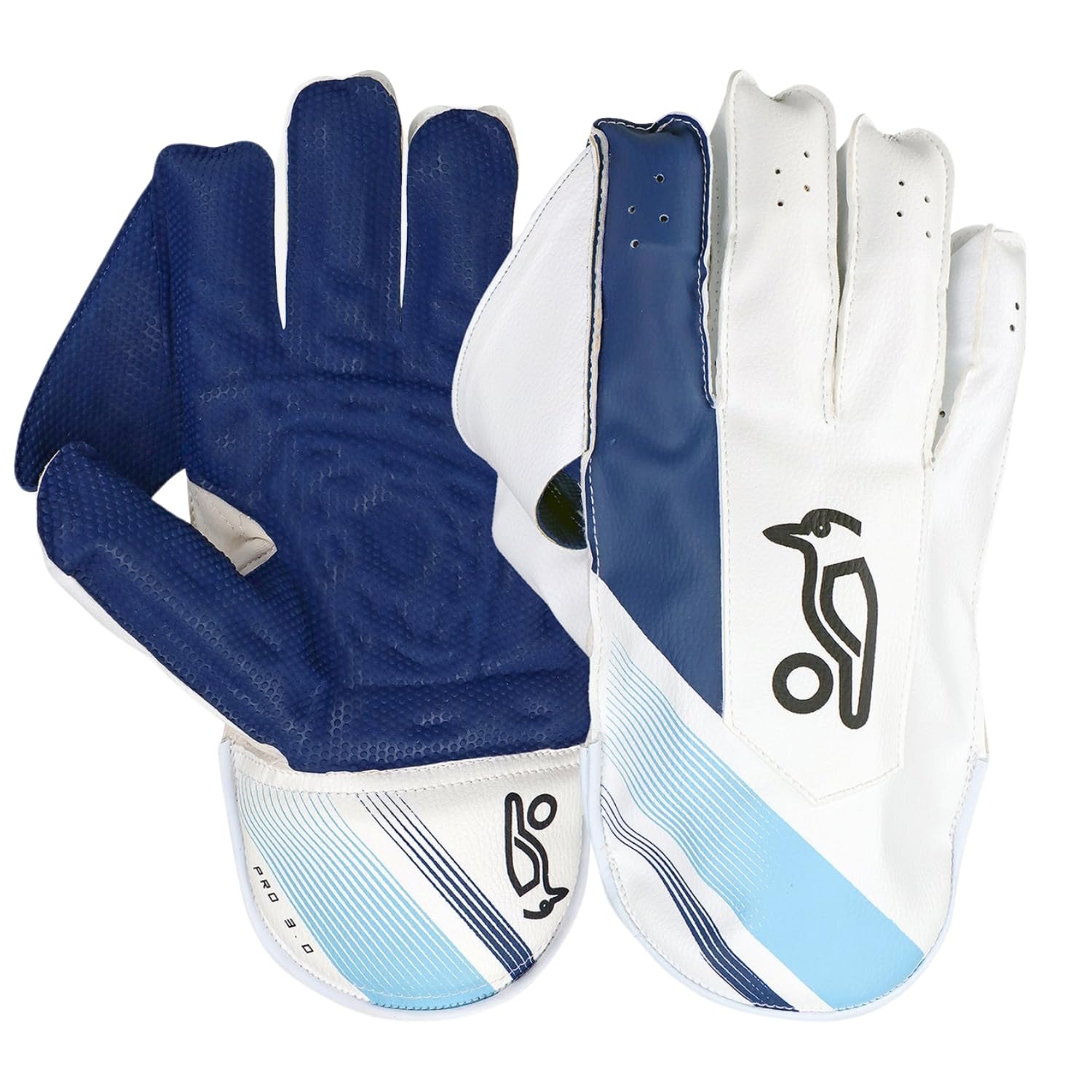KOOKABURRA Pro 3.0 Junior Wicket Keeping Gloves, White/Blue - Enhanced Grip, Comfort-image-18