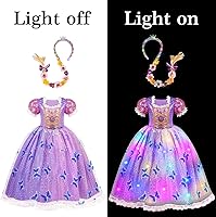 Vista 5 de Meland - Vestidos de princesa para niñas, disfraces de princesa luminosos para niñas, disfraces de Halloween para niñas de 3 a 8 años