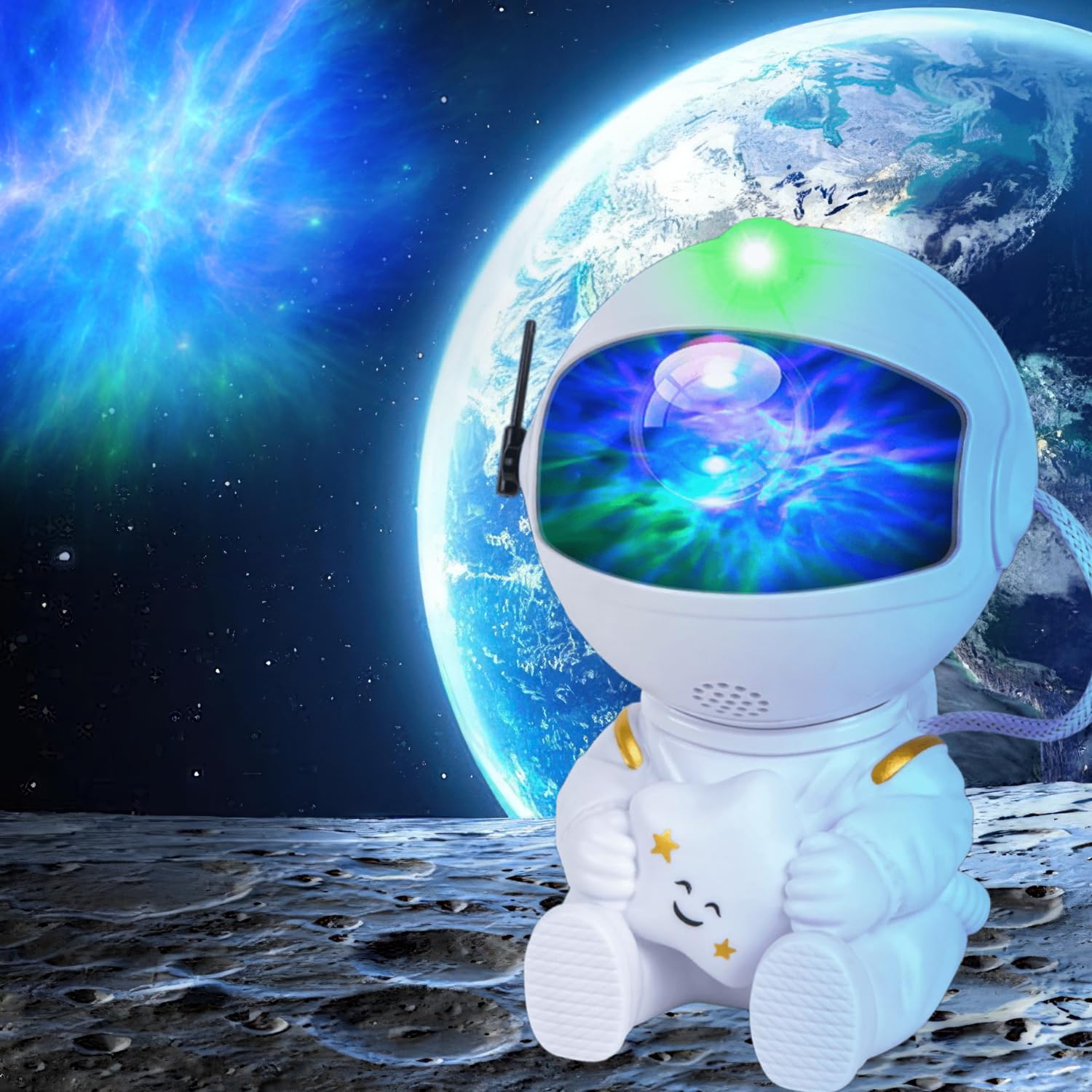 Projetor Astronauta Galáxia com Luz Noturna LED Infantil Céu Estrelado Controle