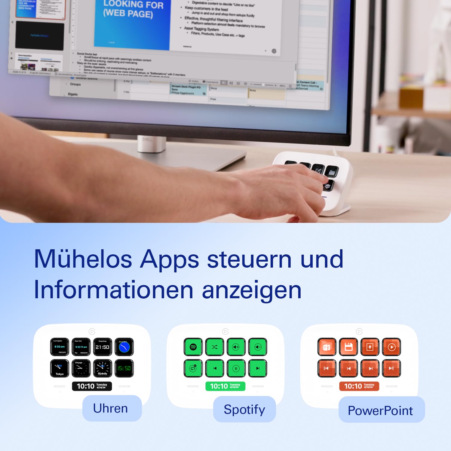 Elgato Stream Deck Neo – 8 anpassbare Tasten, 2 Touch Points, rasante Tasks & Workflows – Steuern Sie Word, Excel, PowerPoint, Teams, Zoom, Spotify etc - Kompatibel mit Mac und PC