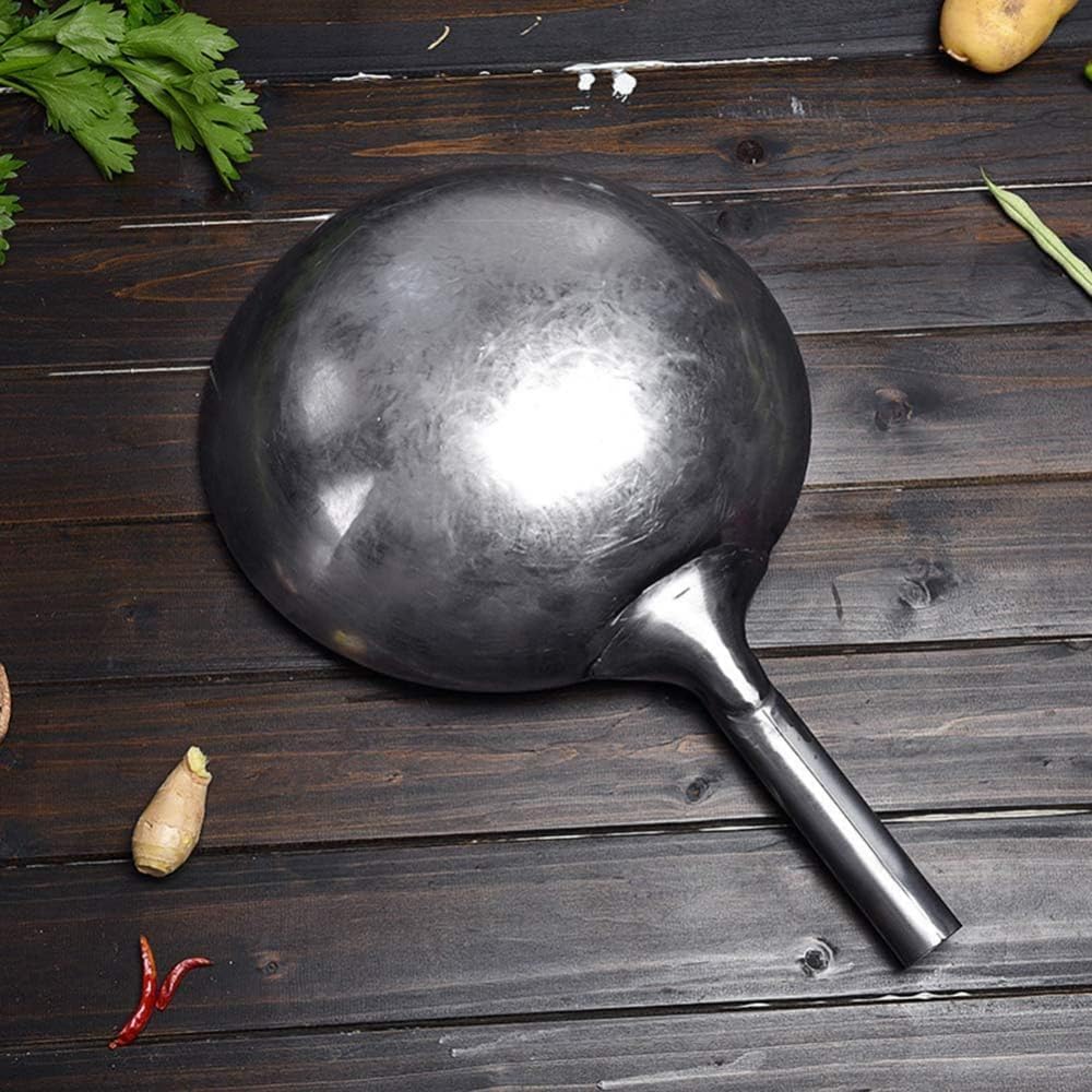 Wok in Acciaio al Carbonio, Pre-stagionato, Autentico Wok Martellato A Mano da 14 Pollici/32 Cm, Utilizzato per Pentole Antiaderenti Tradizionali Cinesi nei Ristoranti per Famiglie, 36cm
