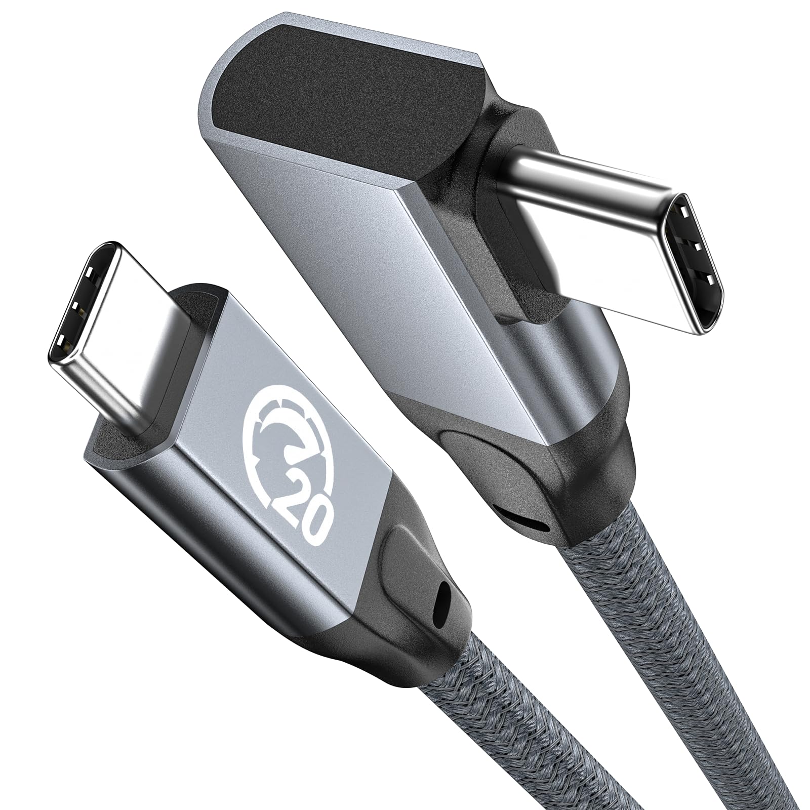 UseBean USB C Right Angle Cable 100W 6.6ft, 4K Video USB C 3.2 Gen2x2 20Gbps Data Cable, Type C PD Charging Fast Charge Cord for iPhone 15 Pro Max